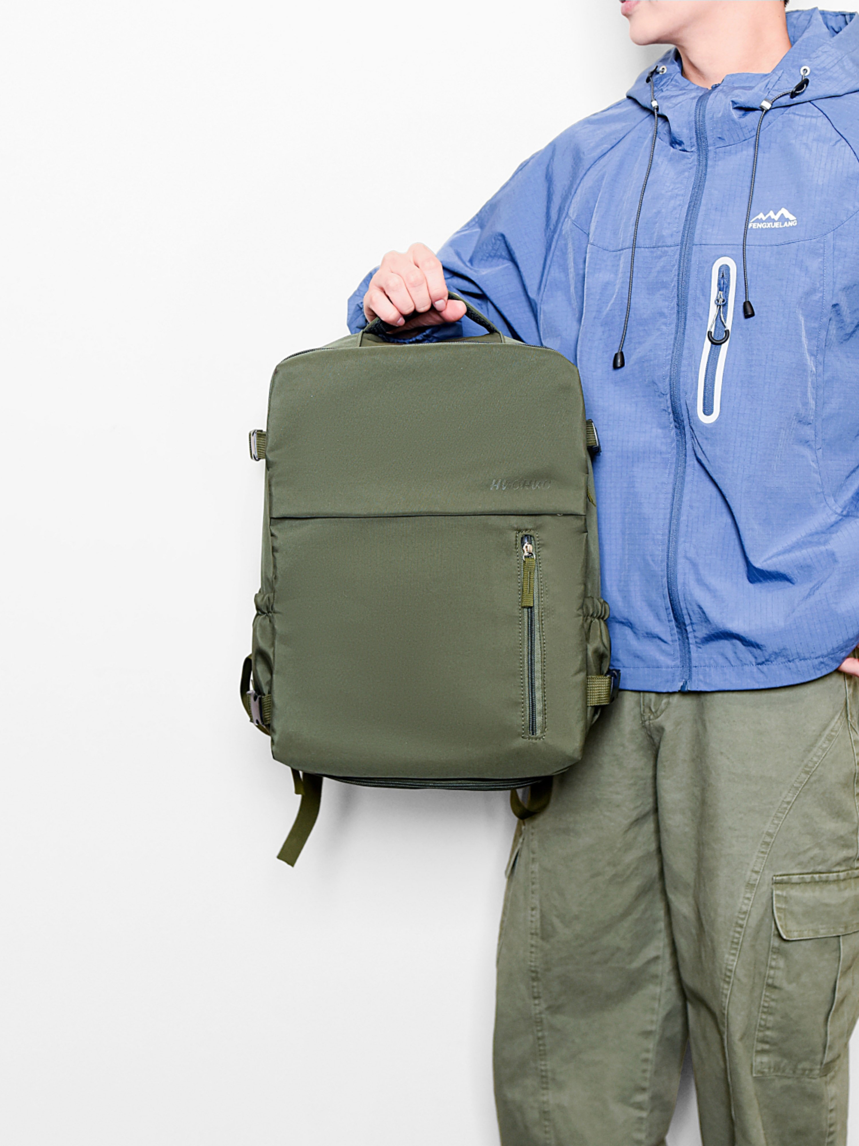 Dark Green Plain Backpack