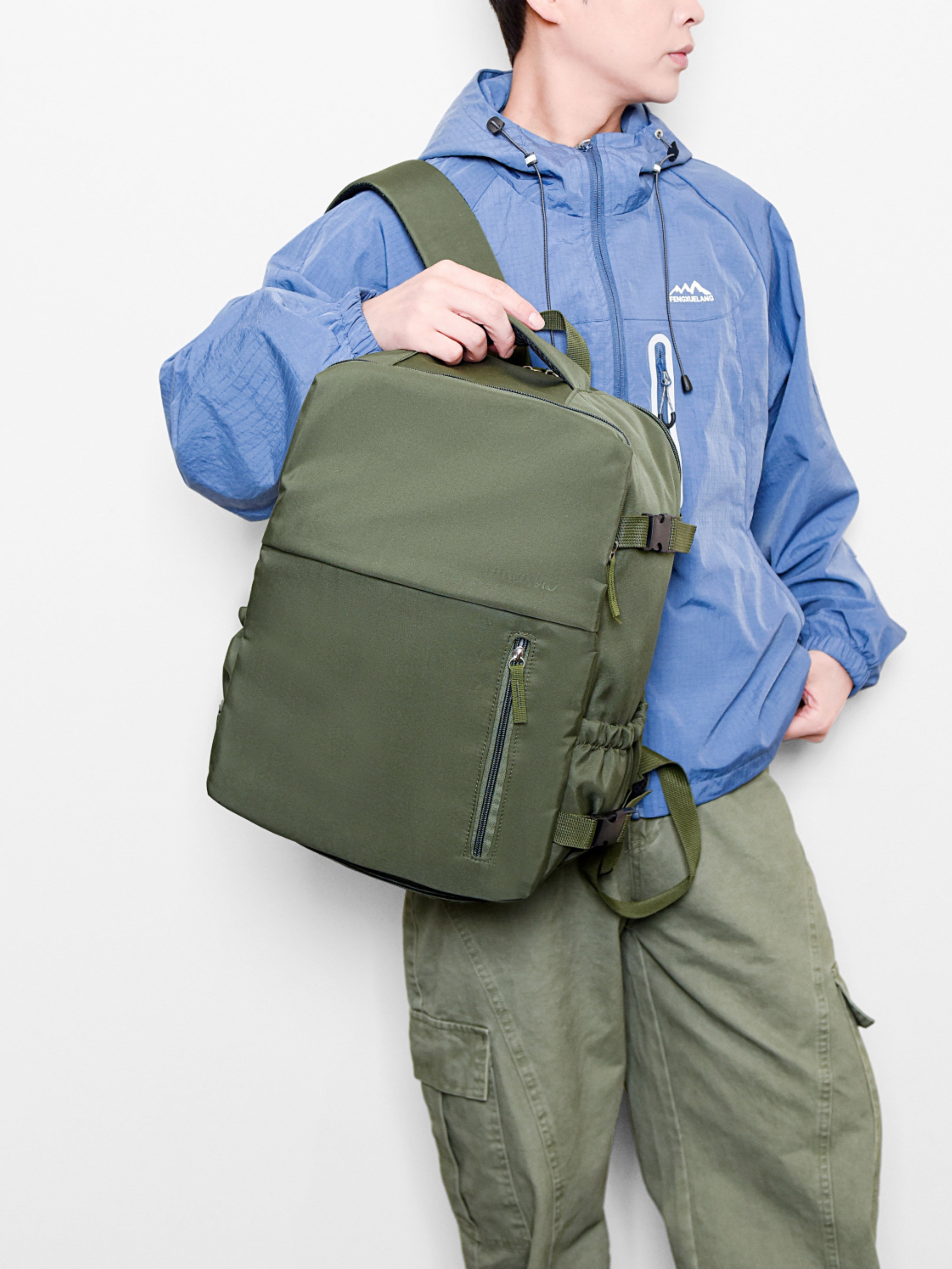 Dark Green Plain Backpack
