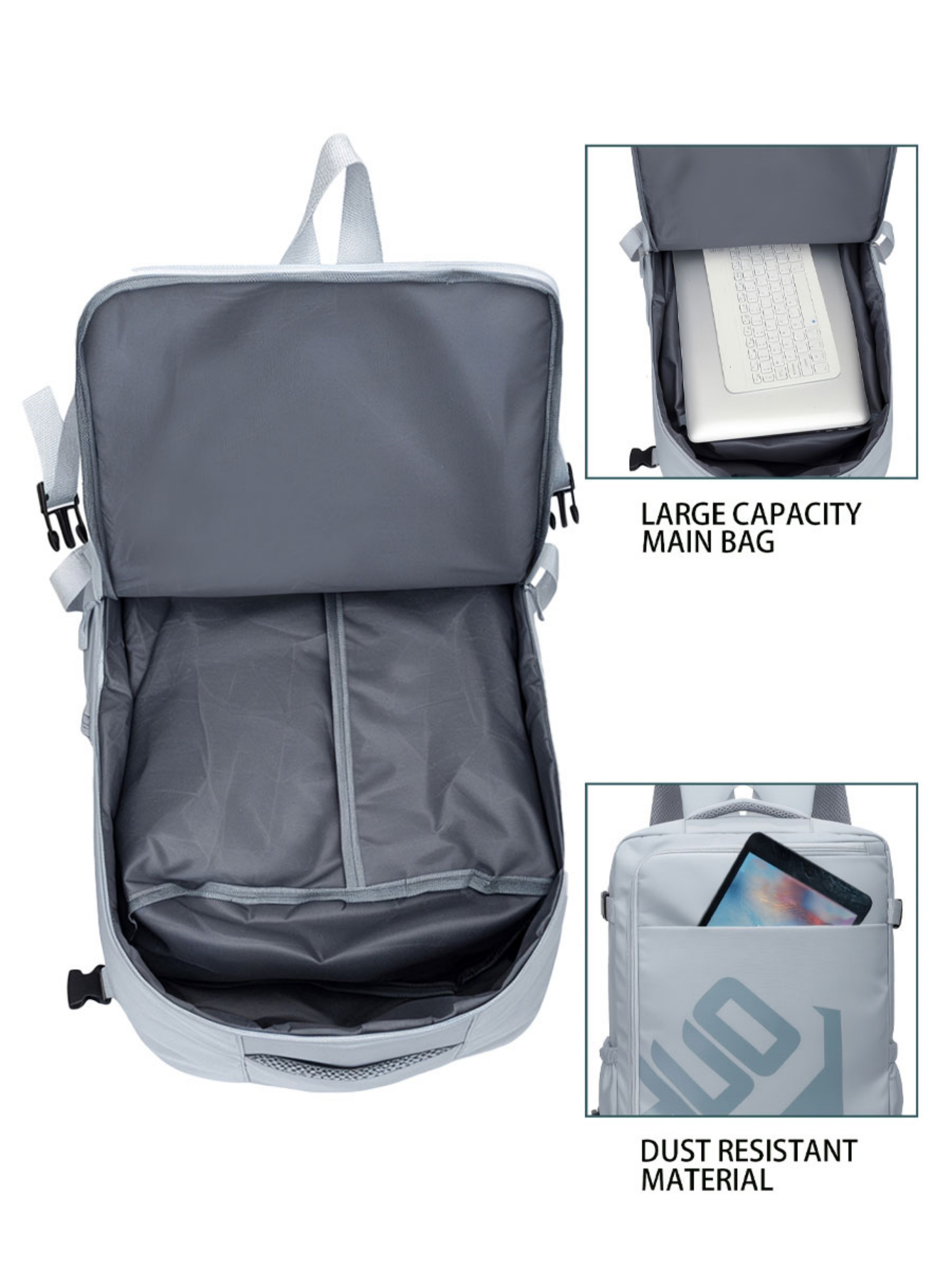 Grey Backpack with Shoe Compartment