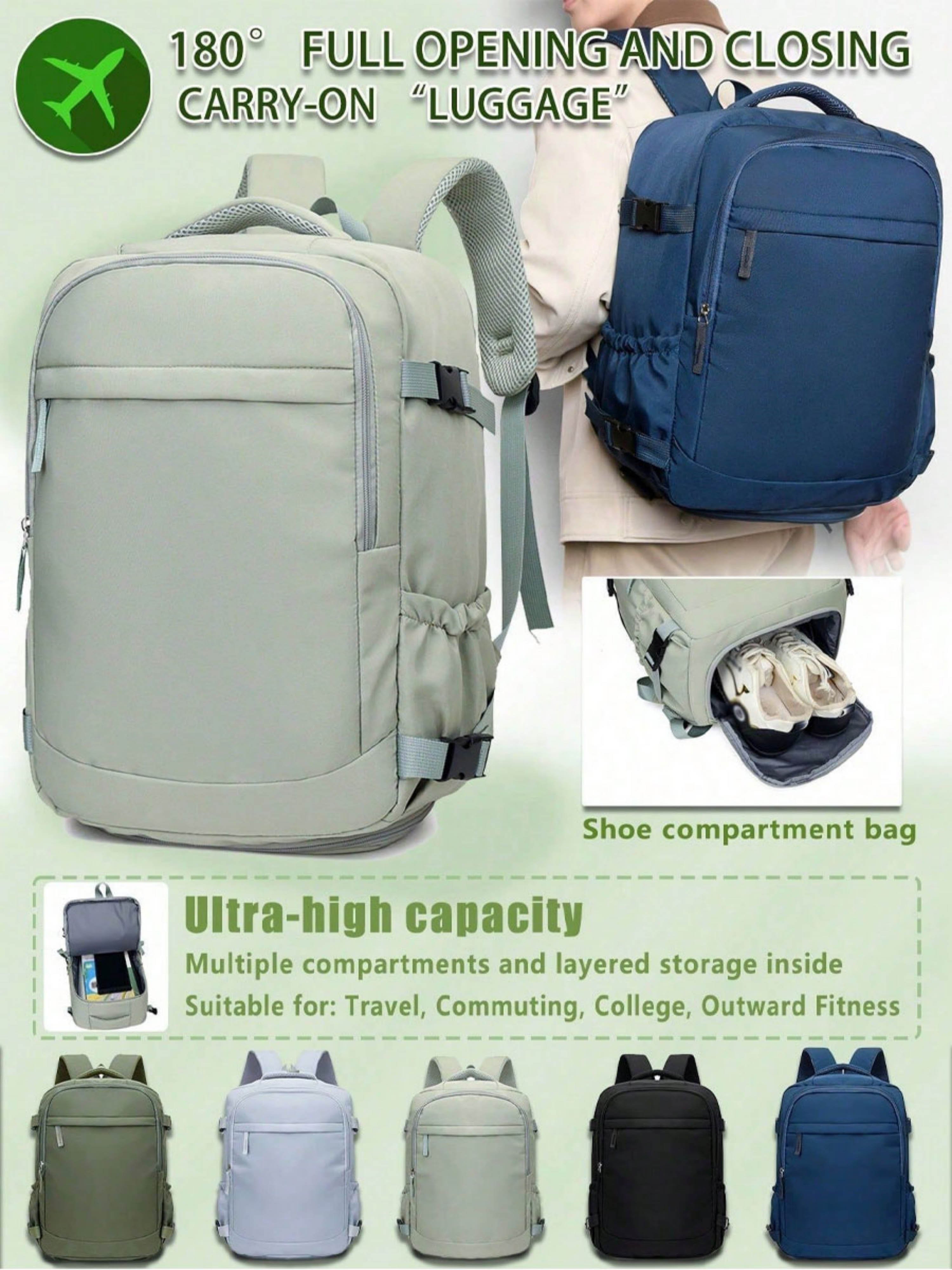 Green Backpack with Shoe Compartment