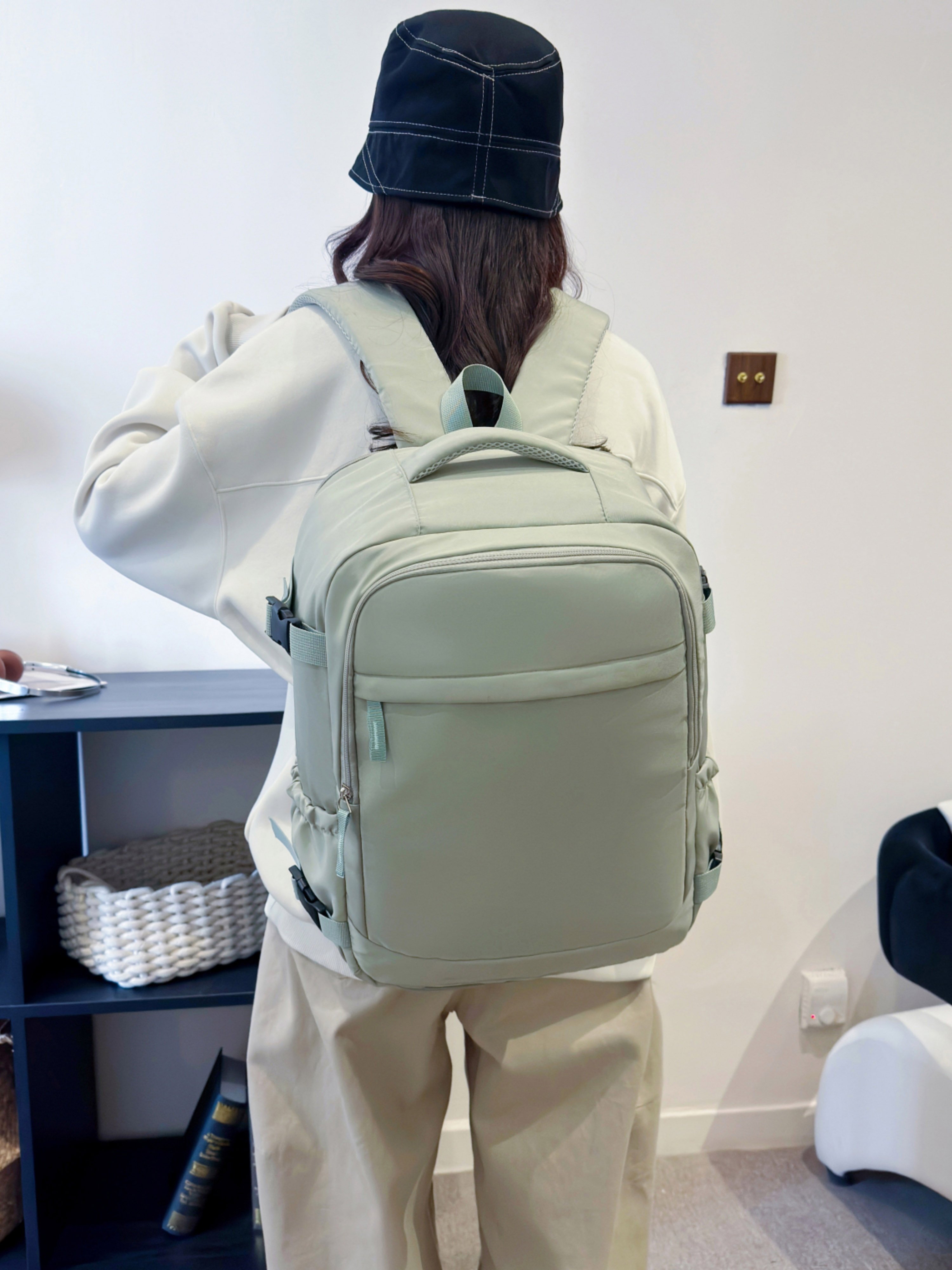 Green Backpack with Shoe Compartment