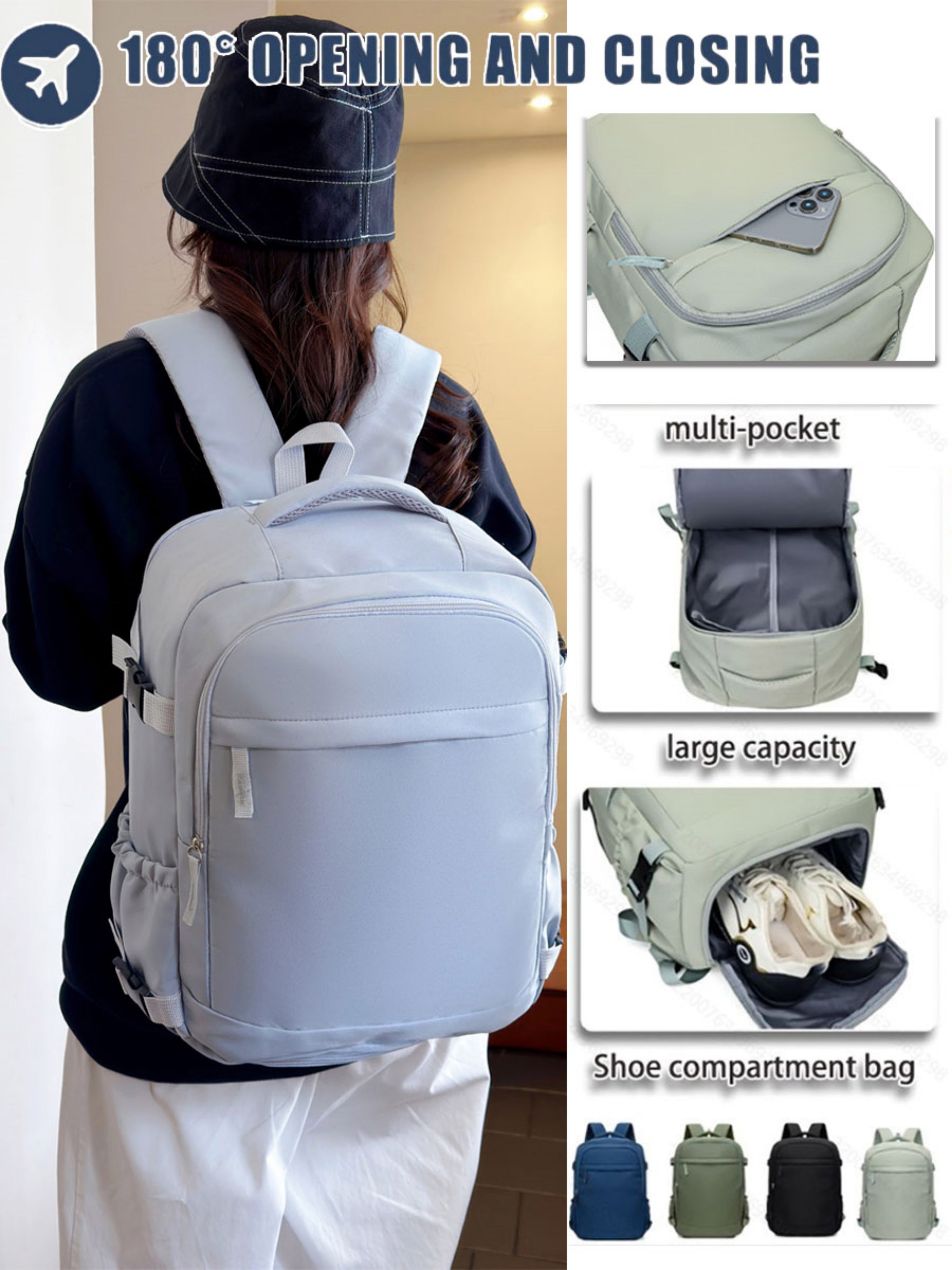 Light Blue Travel Backpack