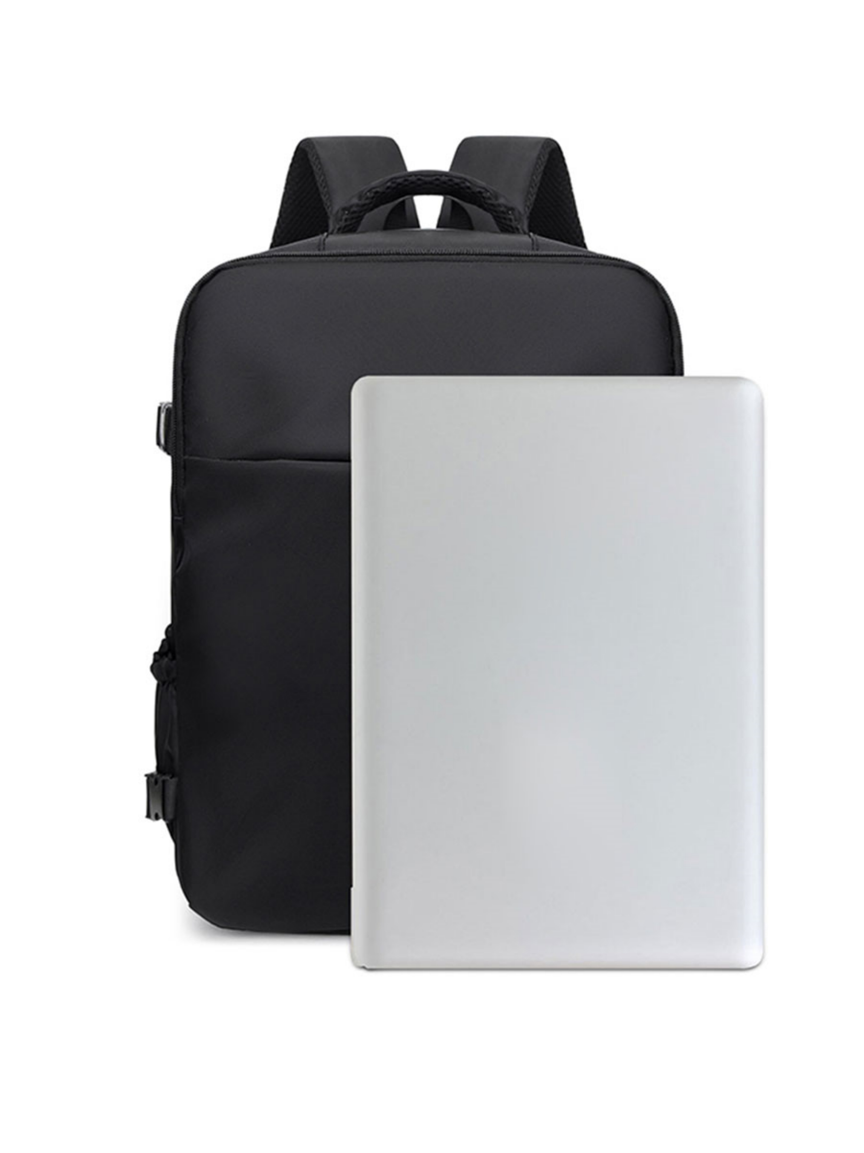 Black Travel Backpack with Shoe Compartment