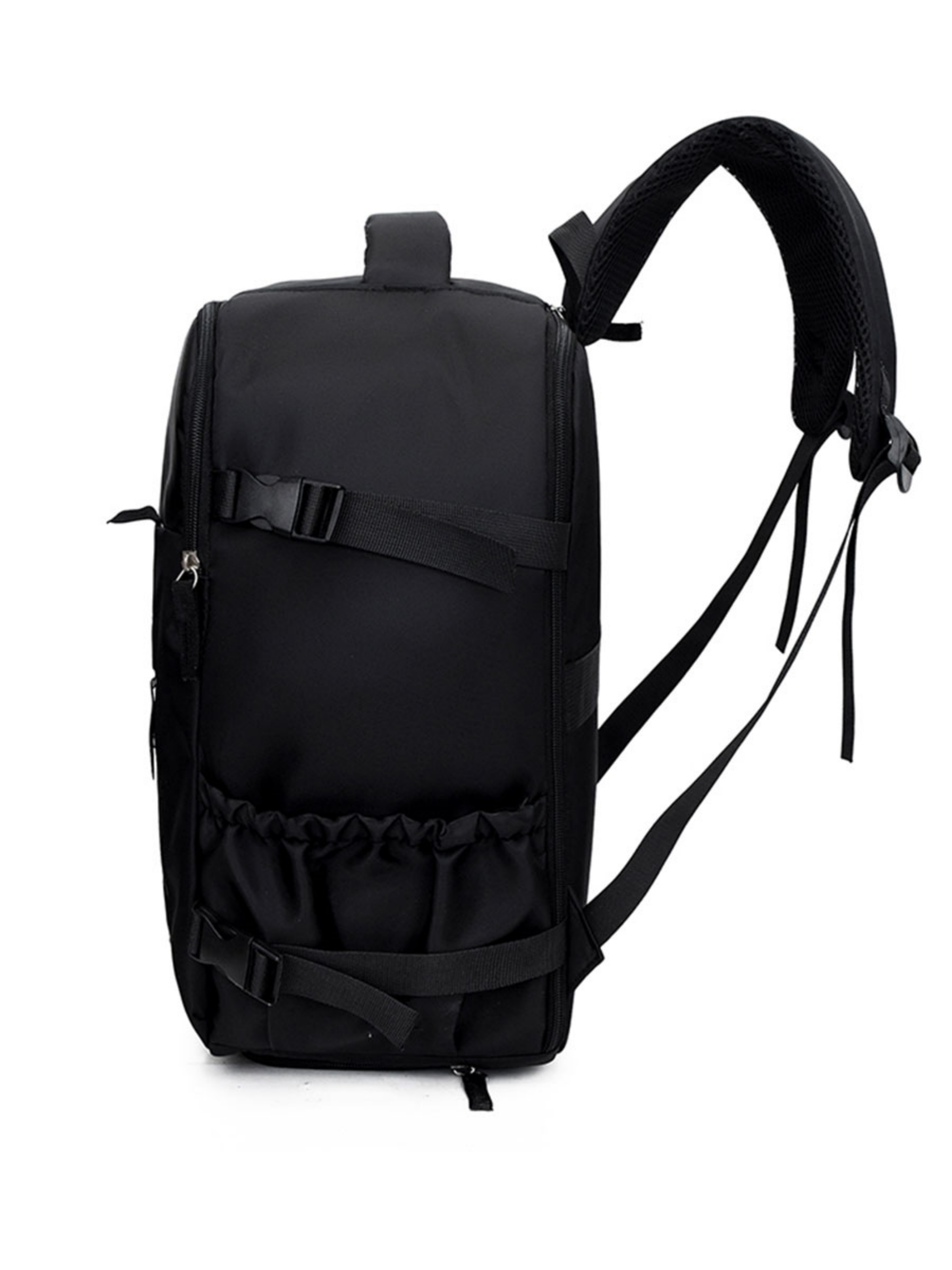 Black Travel Backpack with Shoe Compartment