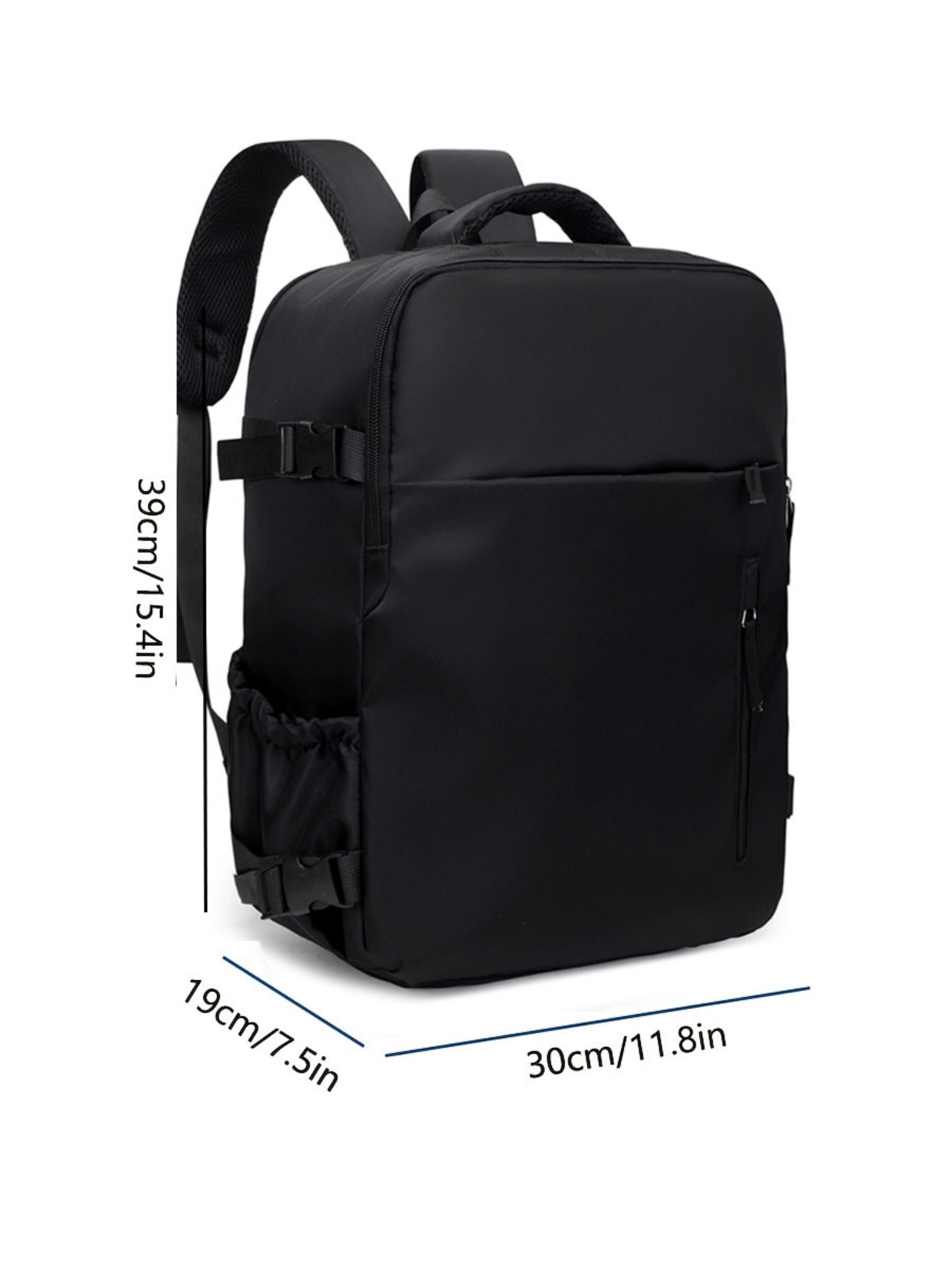Black Travel Backpack with Shoe Compartment