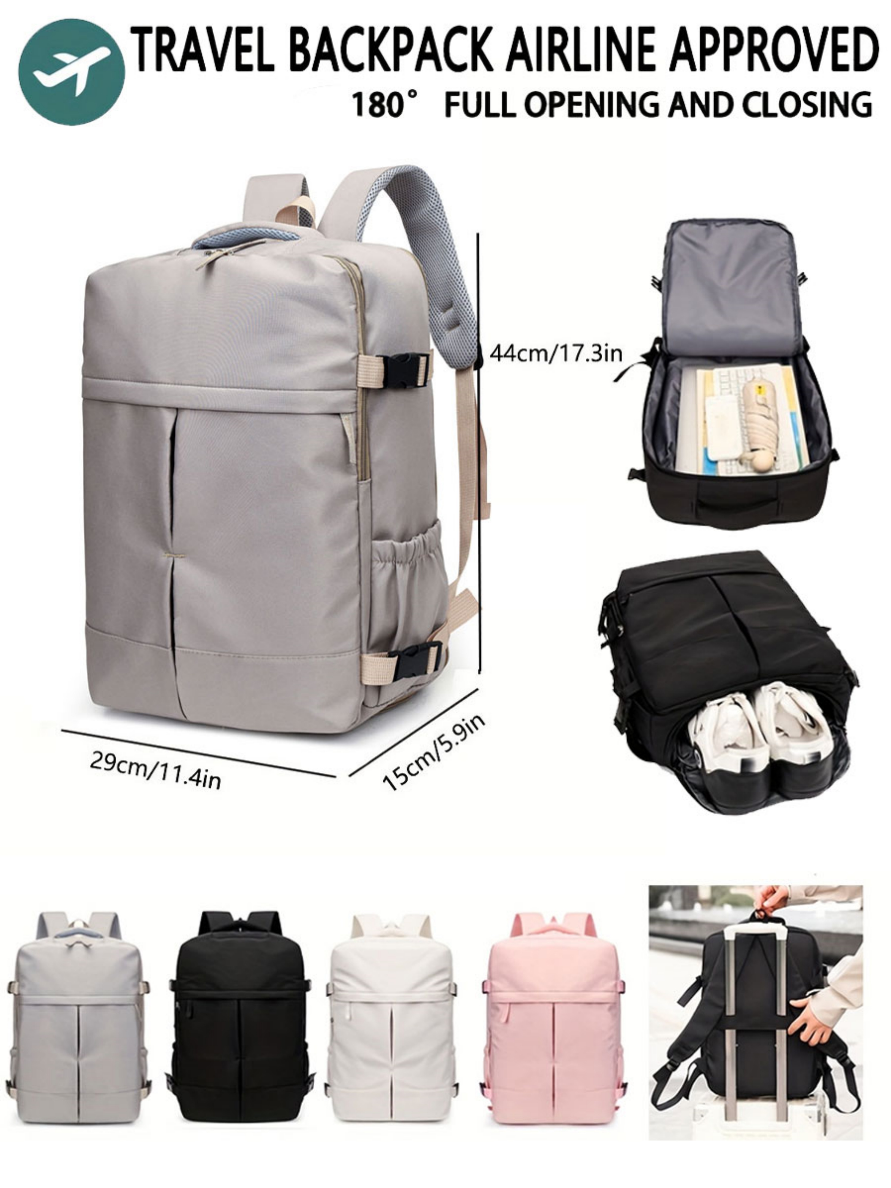 Grey Plain Travel Backpack
