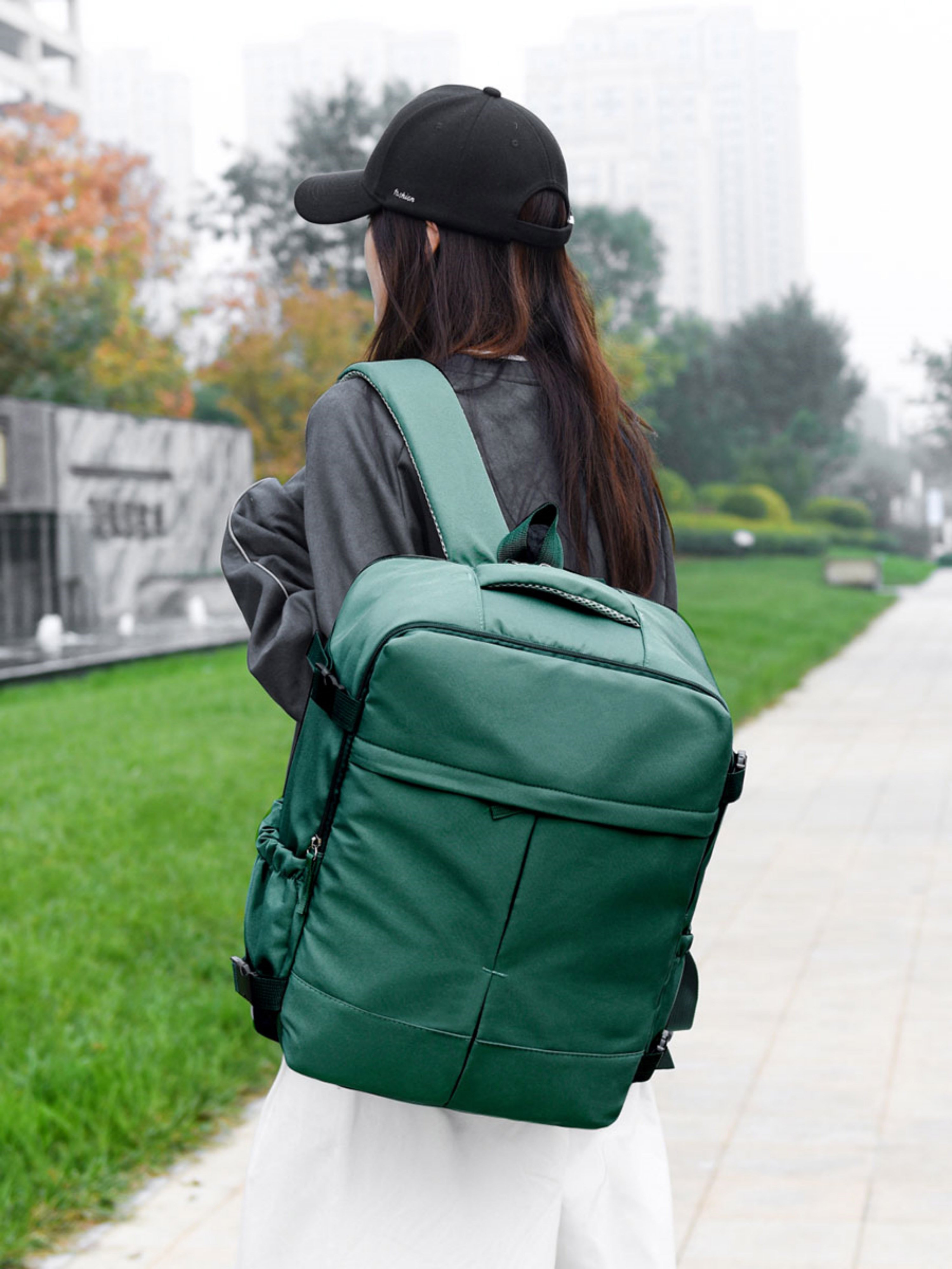Green Solid Large Capacity Computer Backpack