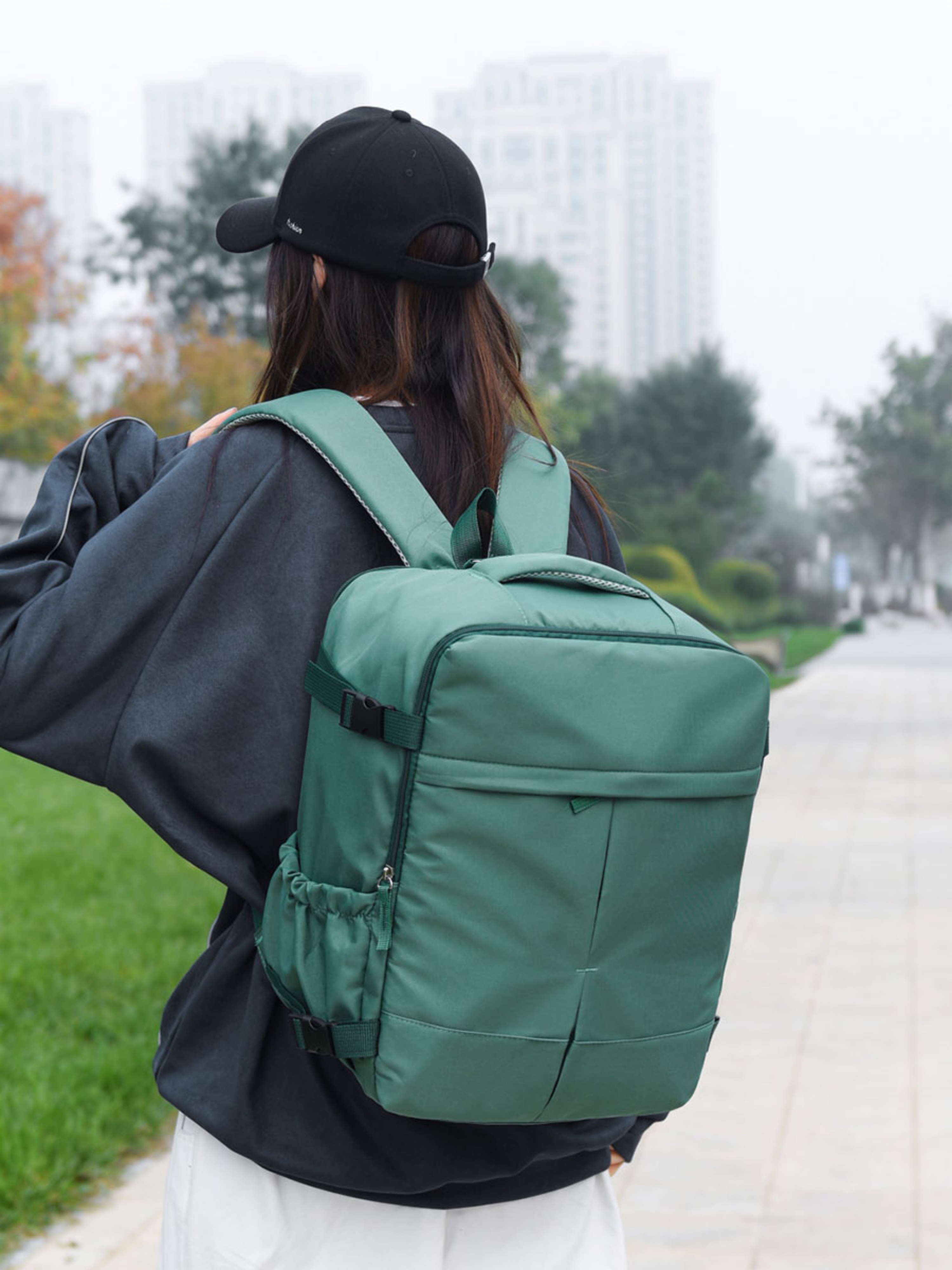Green Solid Large Capacity Computer Backpack