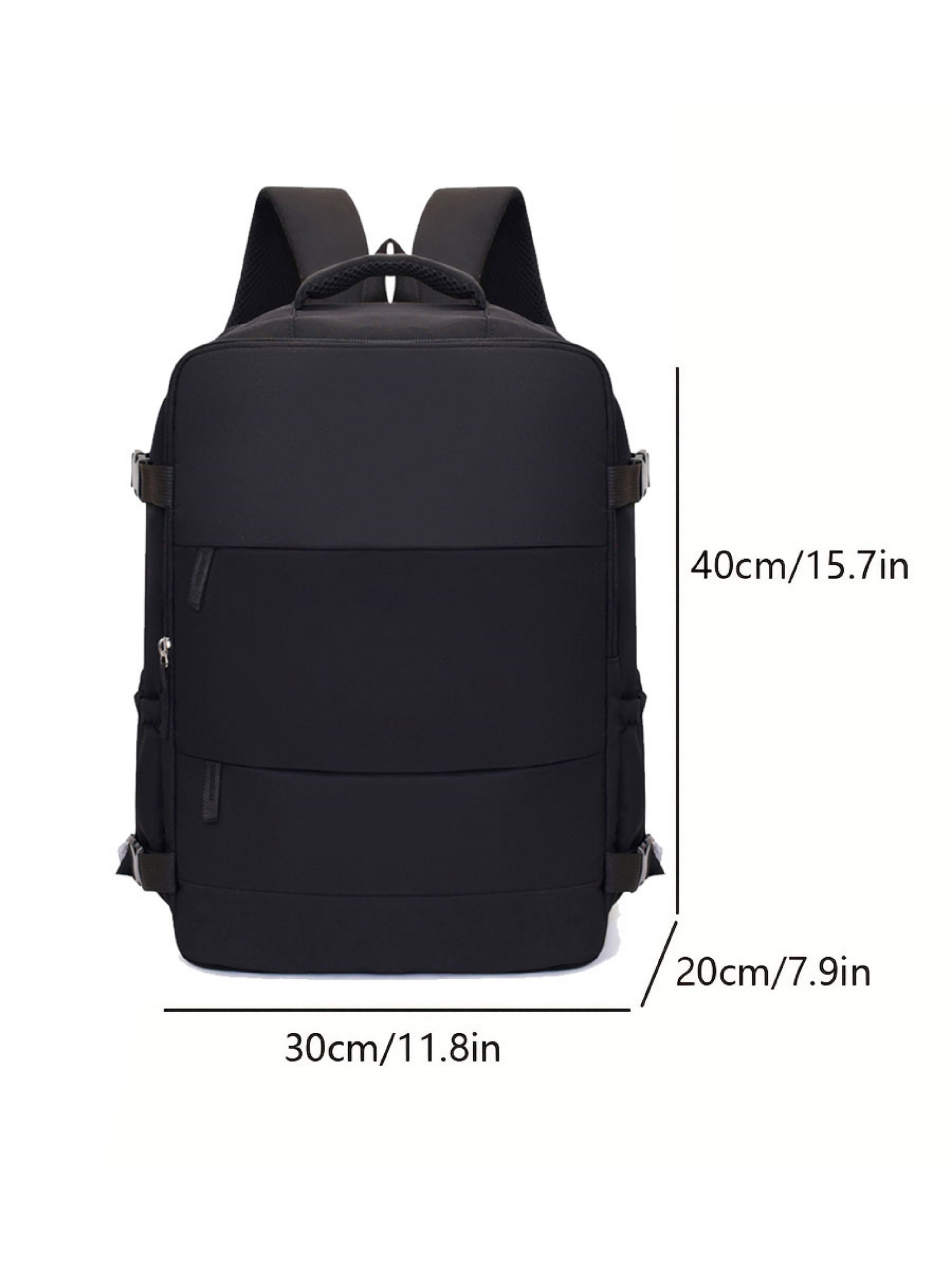 Black Travel Backpack with Shoe Compartment