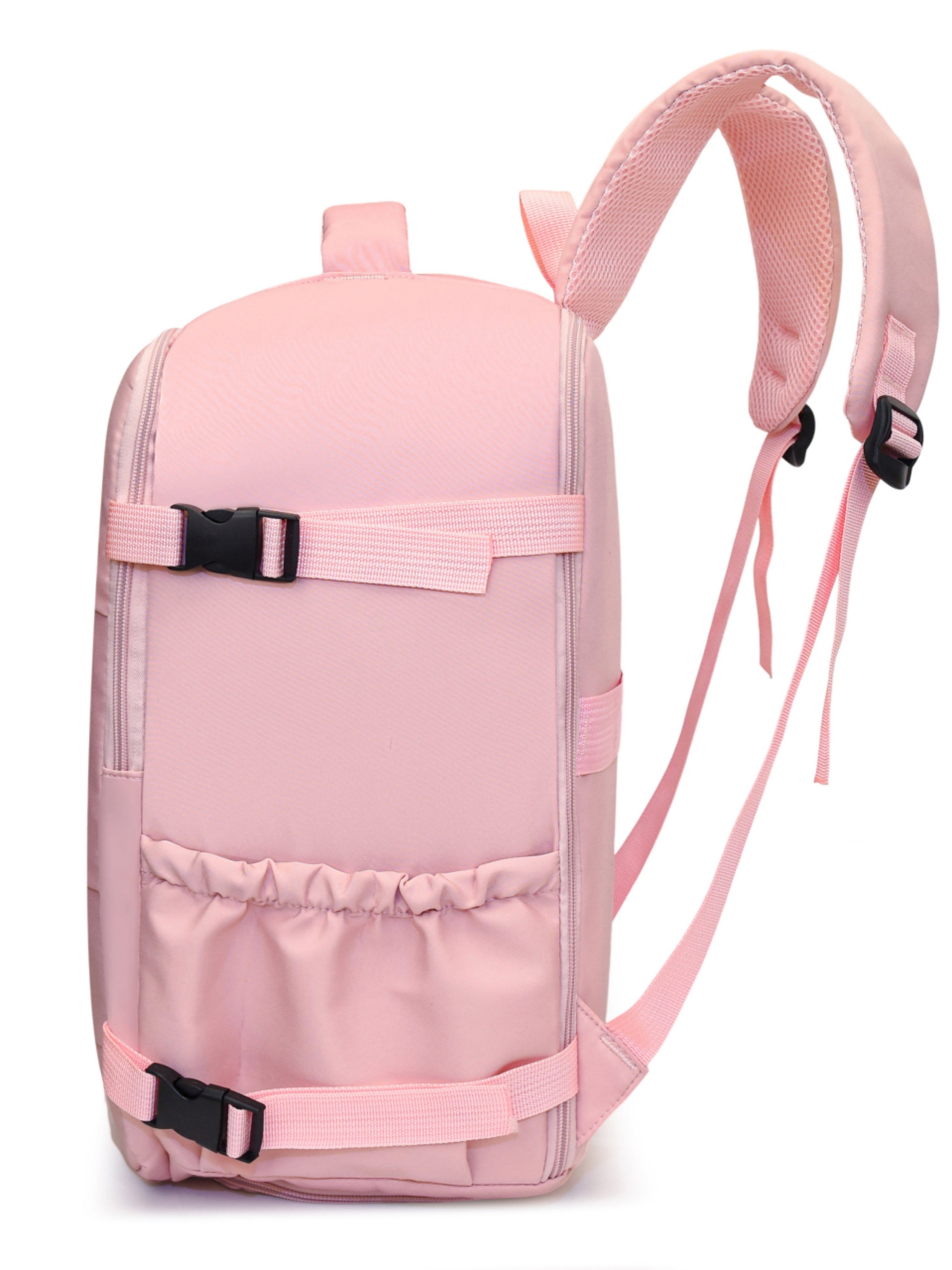 Pink Travel Backpack with Shoe Compartment