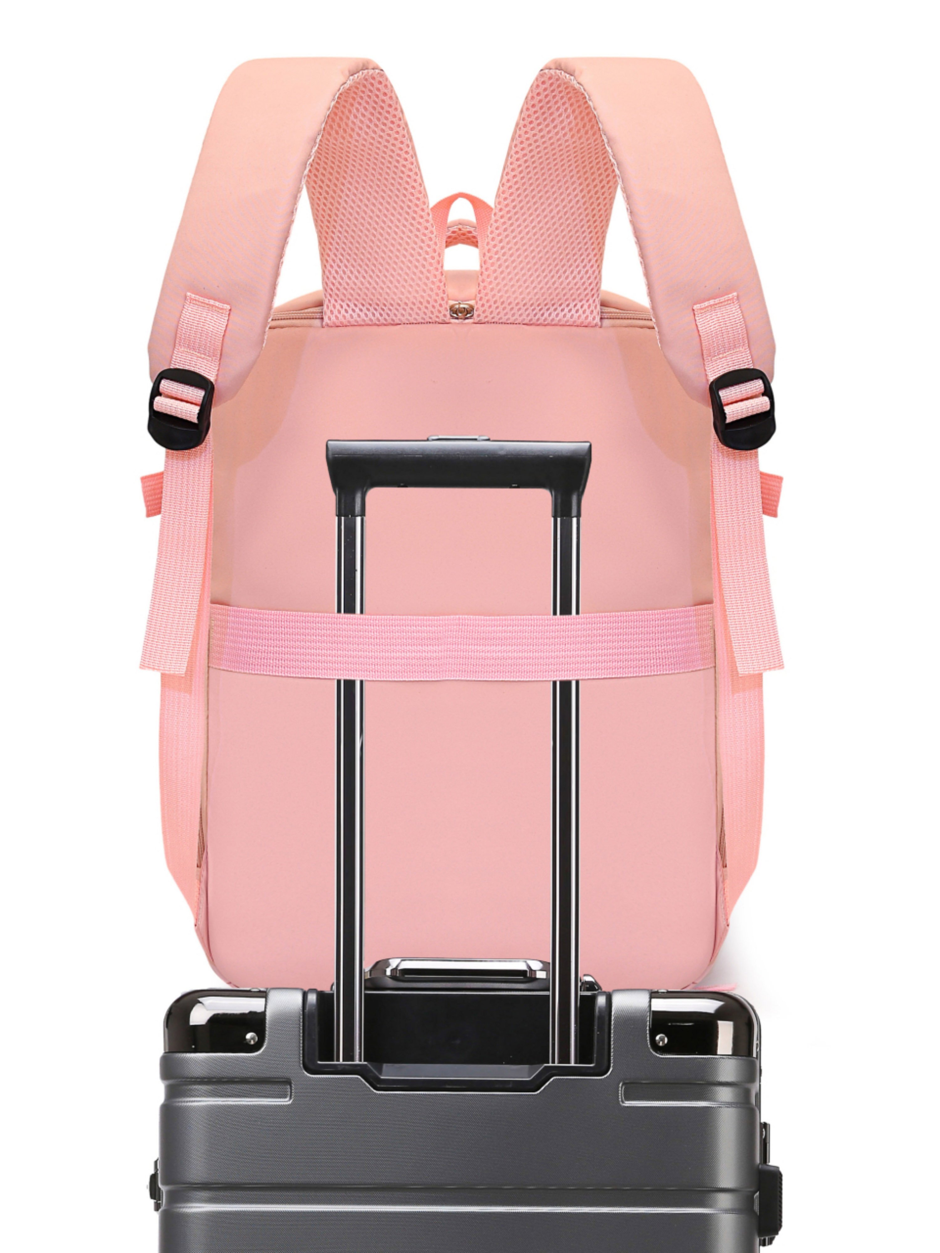 Pink Travel Backpack with Shoe Compartment