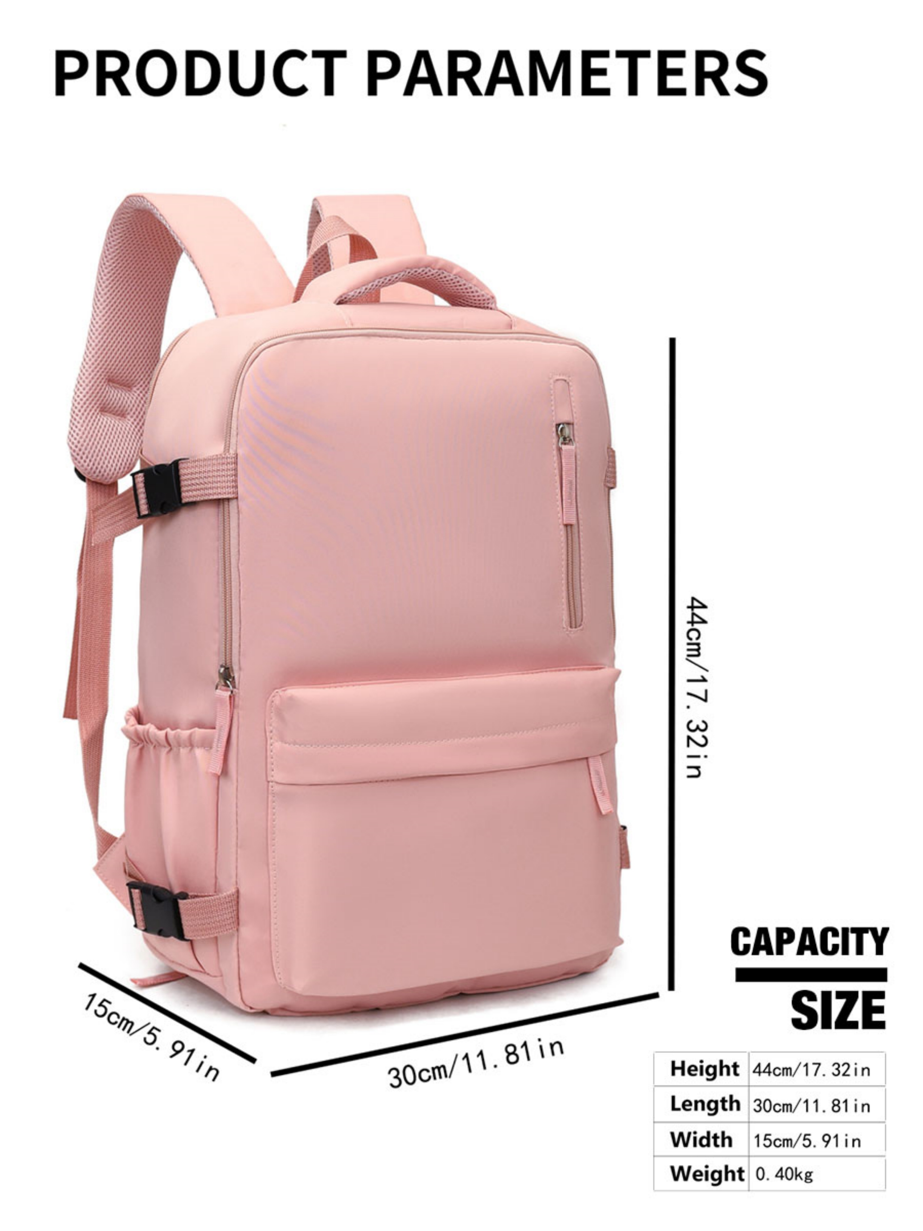 Pink Backpack with Shoe Compartment