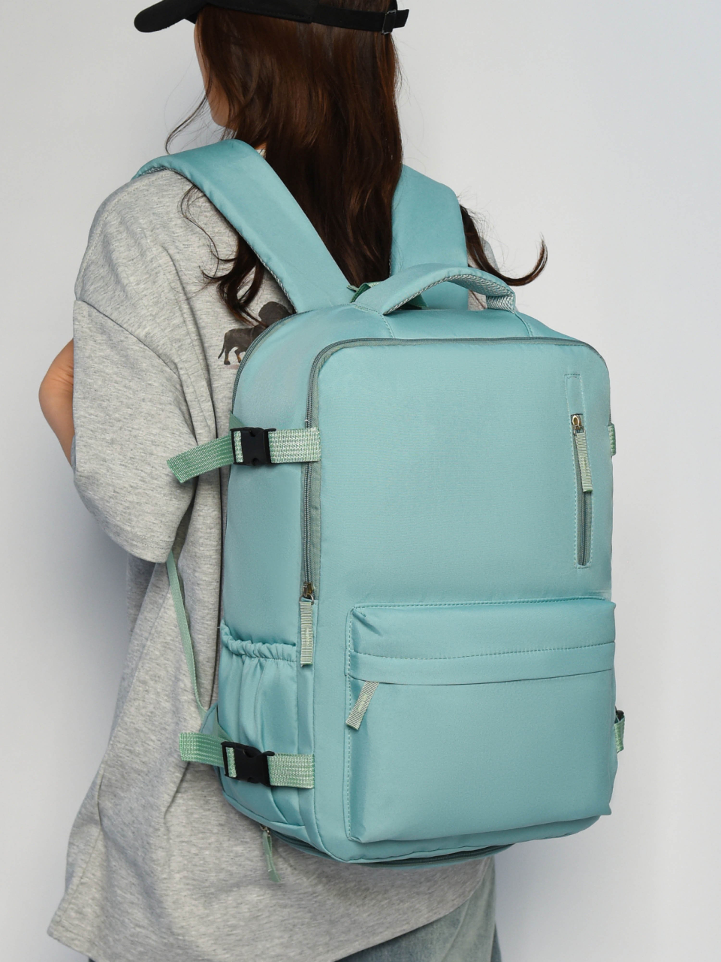 Green Travel Backpack with Shoe Compartment