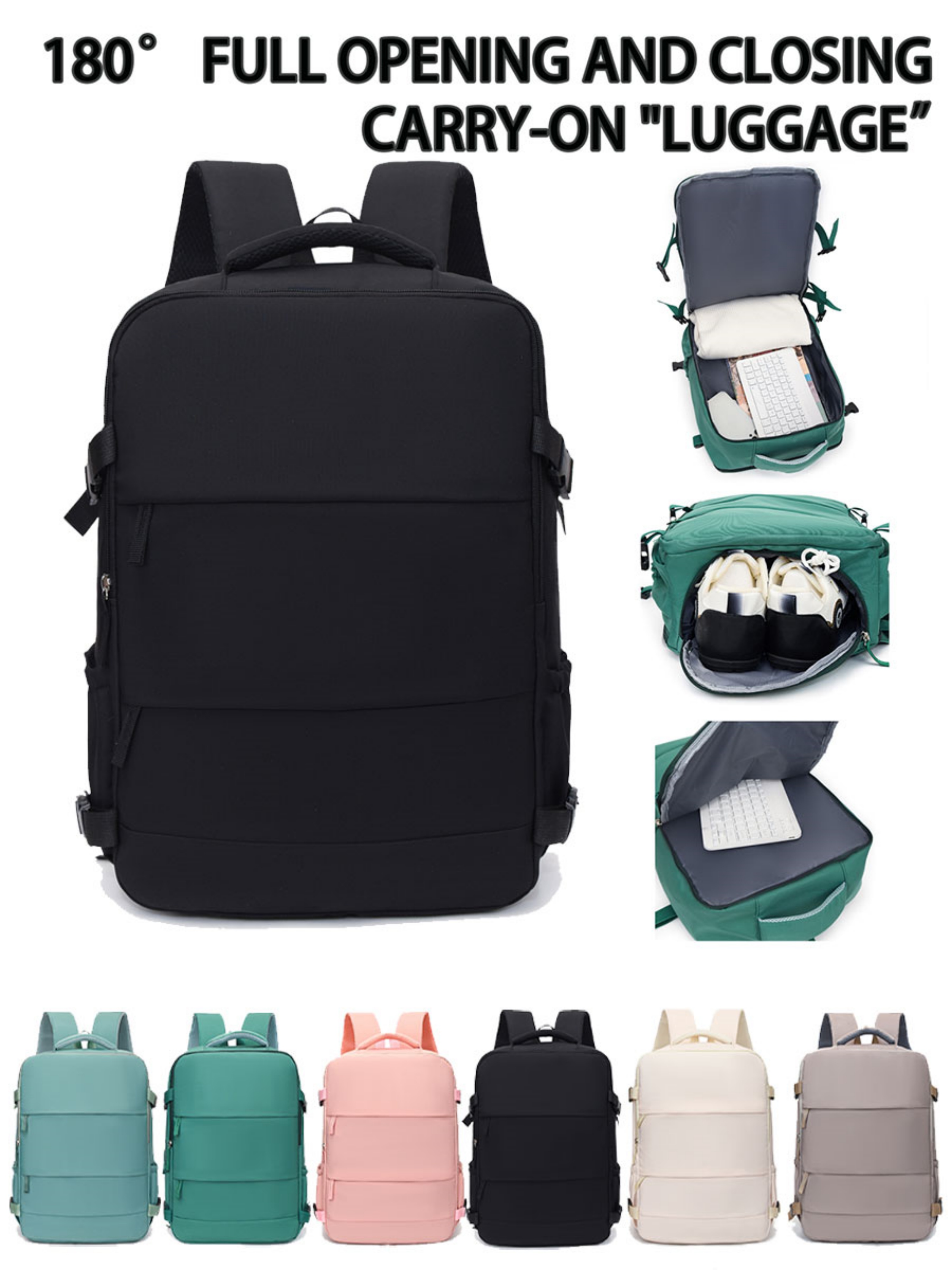 Black Backpack with Shoe Compartment