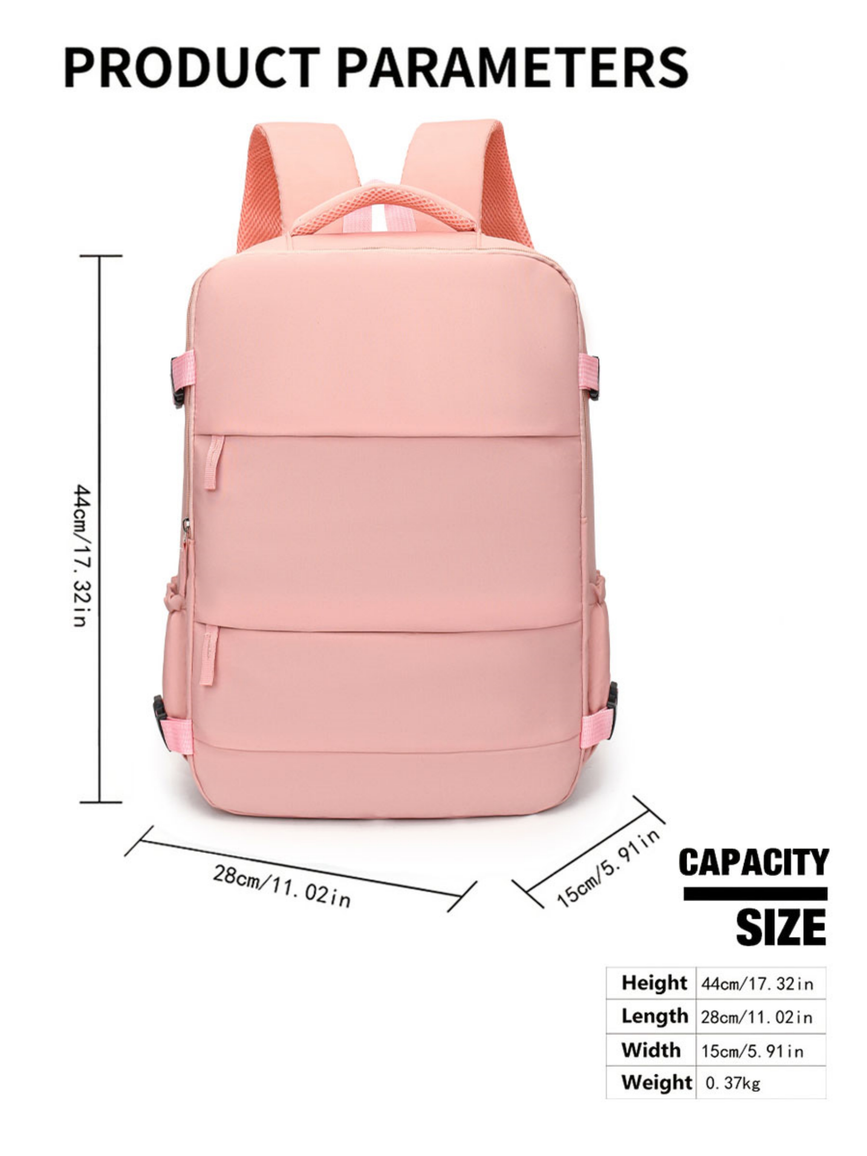 Pink Backpack with Shoe Compartment