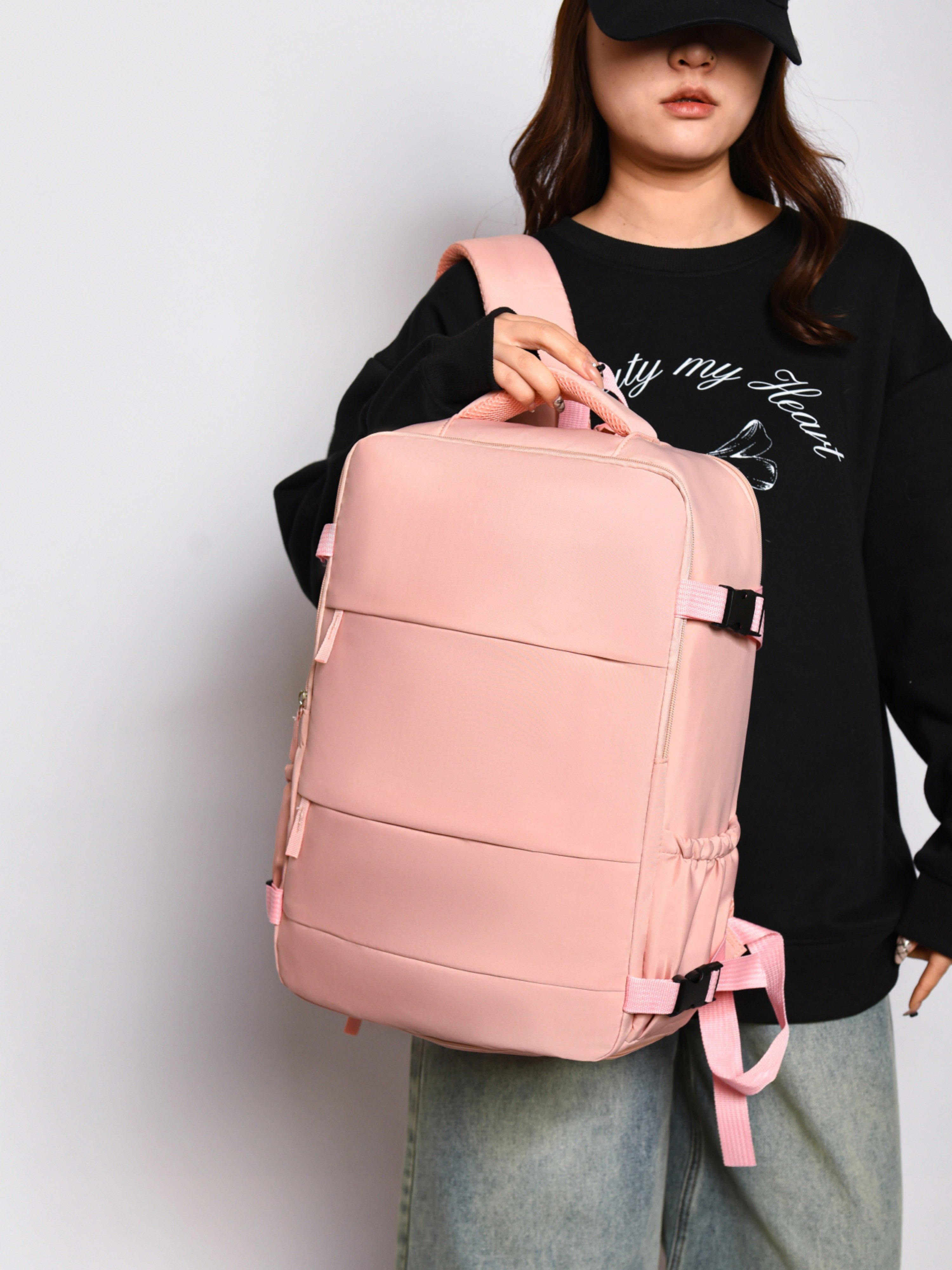 Pink Backpack with Shoe Compartment