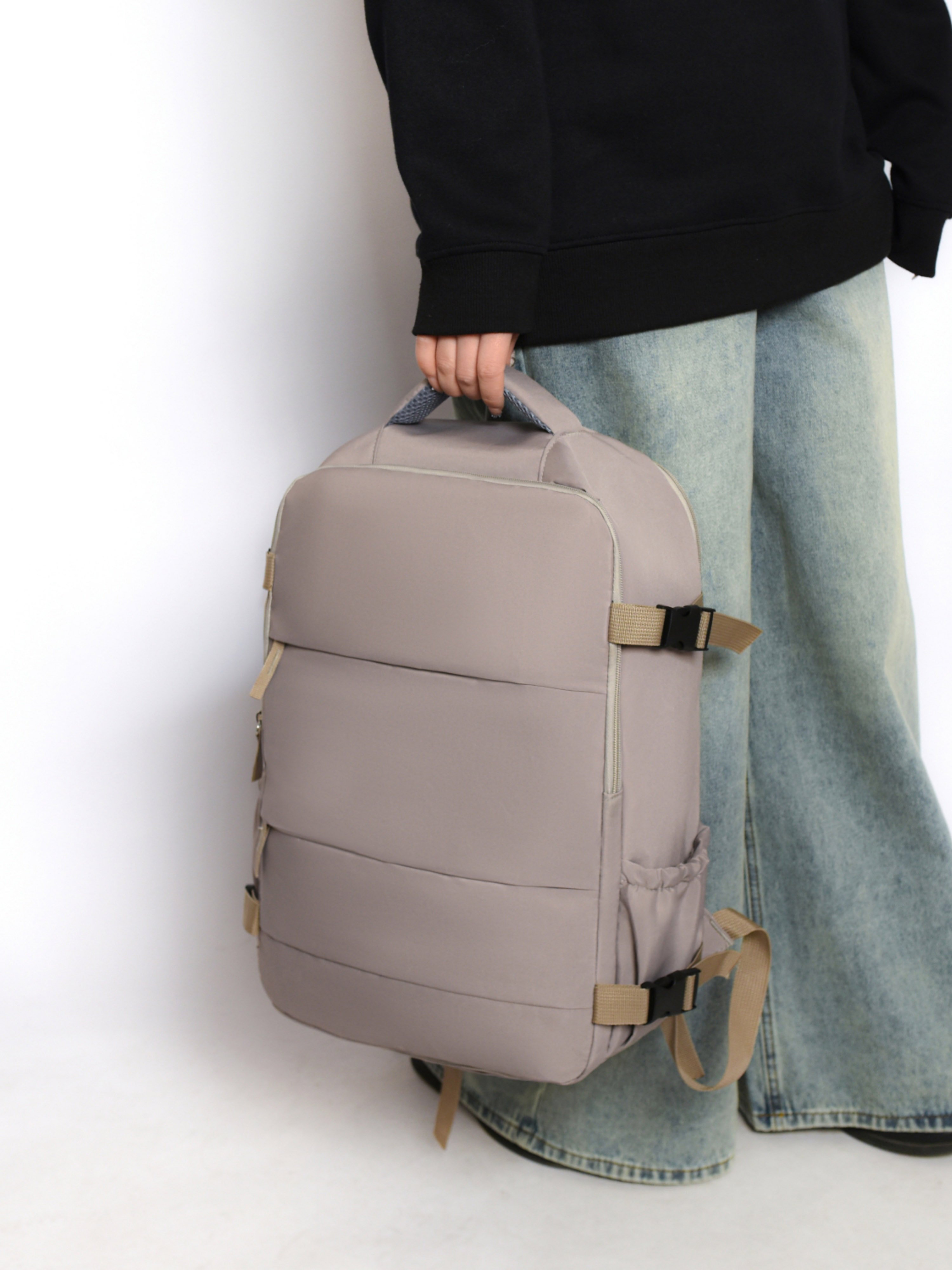 Grey Backpack with Shoe Compartment