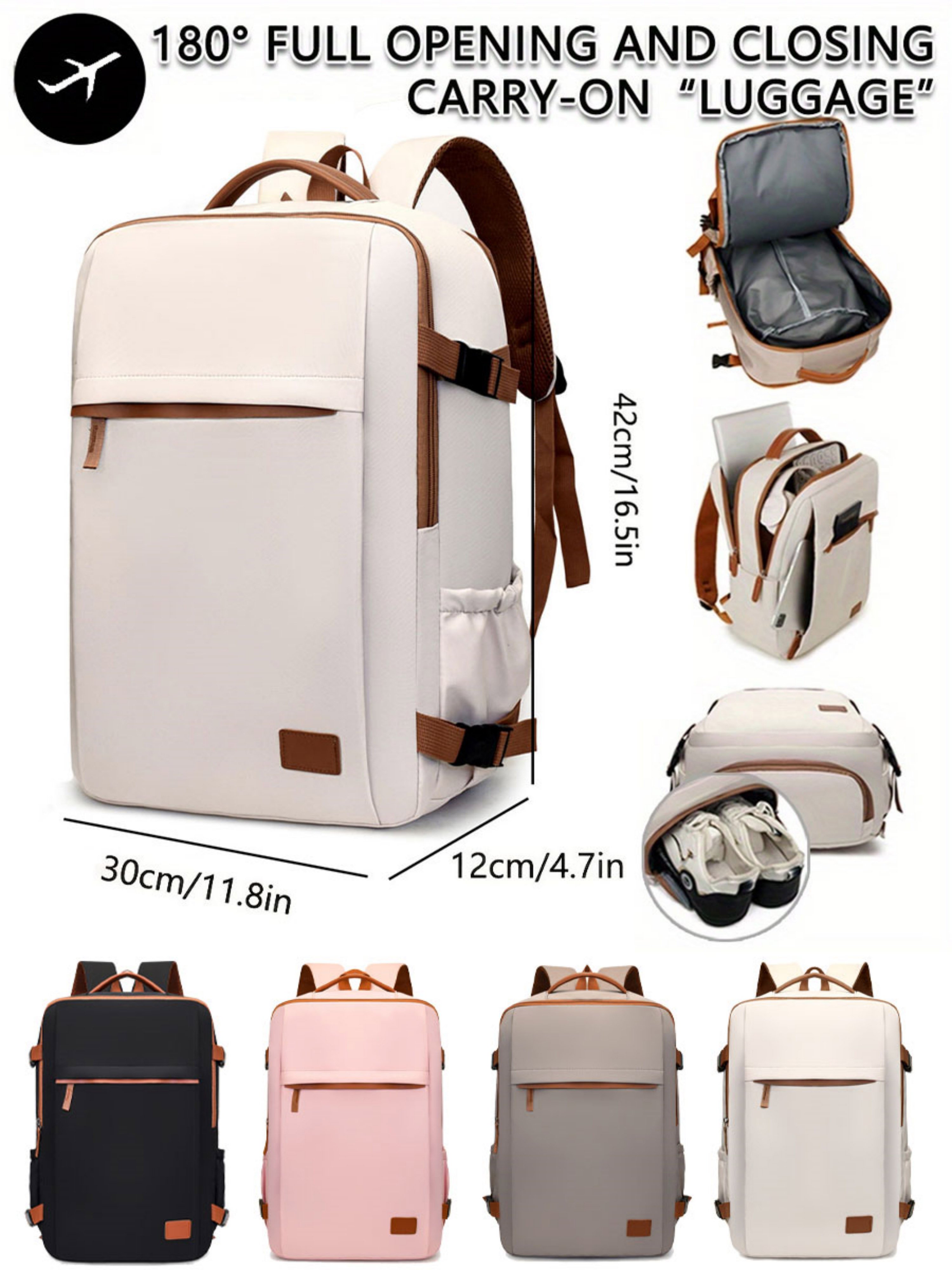 White Travel Backpack with Shoe Compartment
