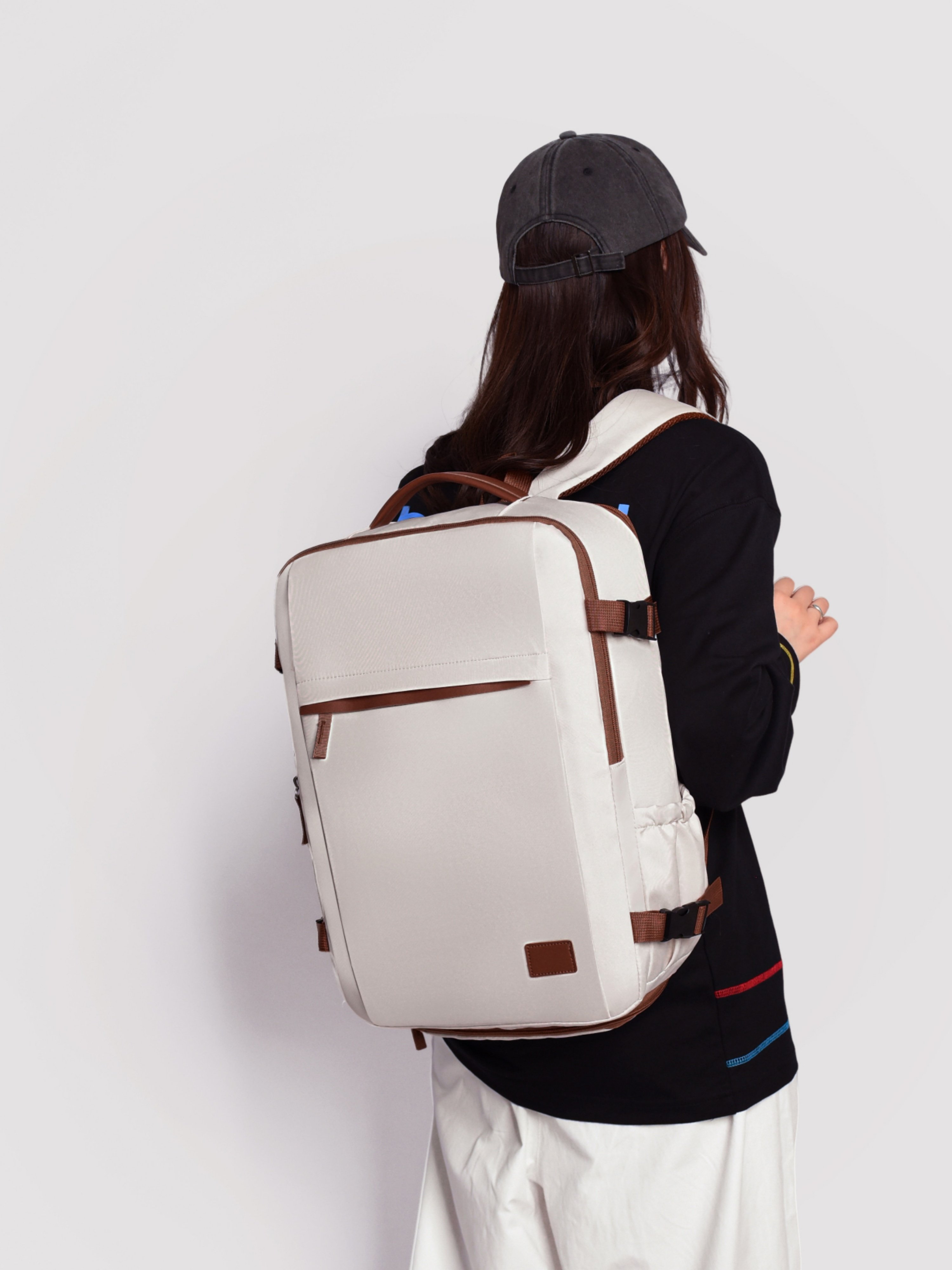White Travel Backpack with Shoe Compartment