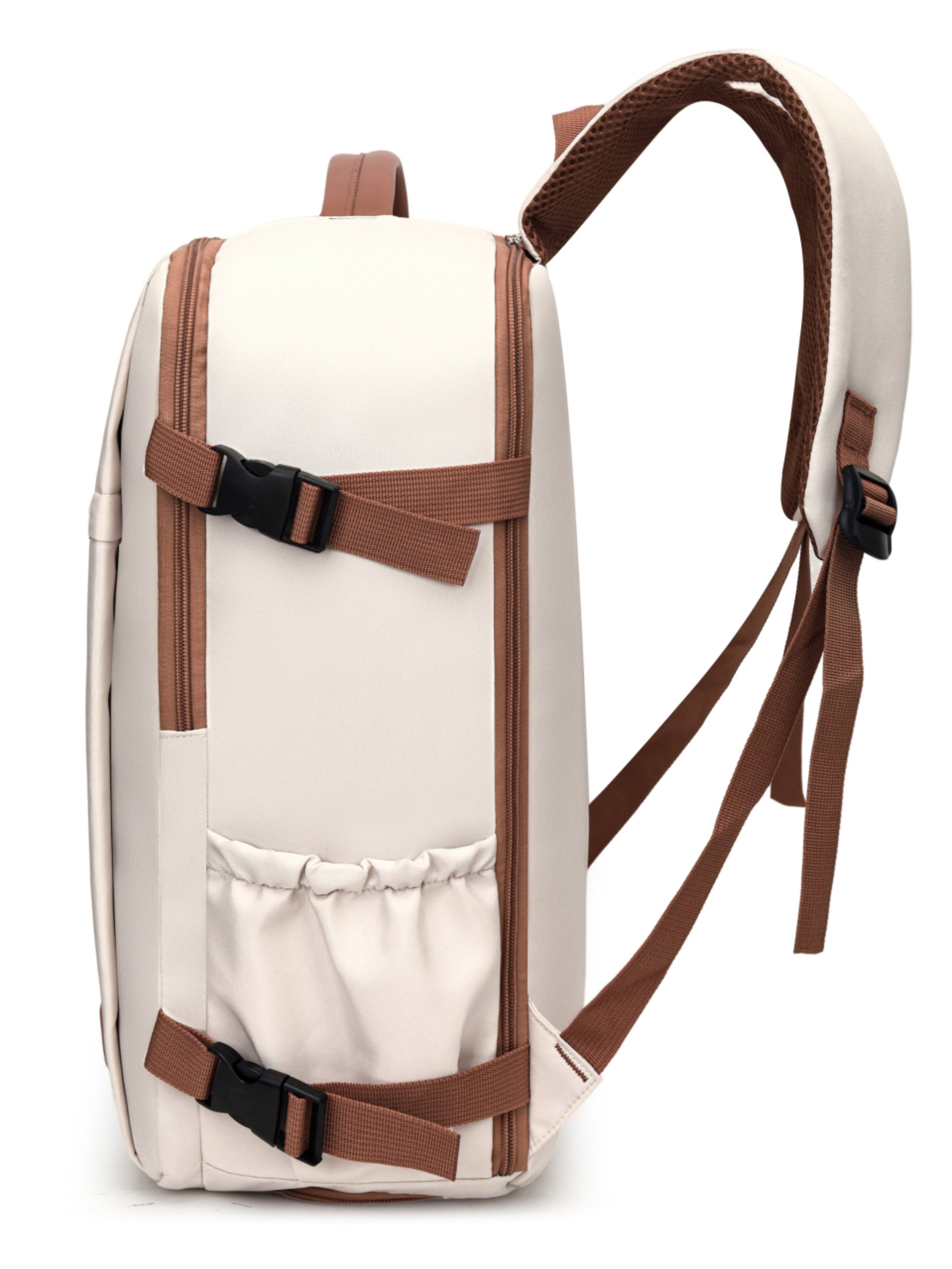 White Travel Backpack with Shoe Compartment
