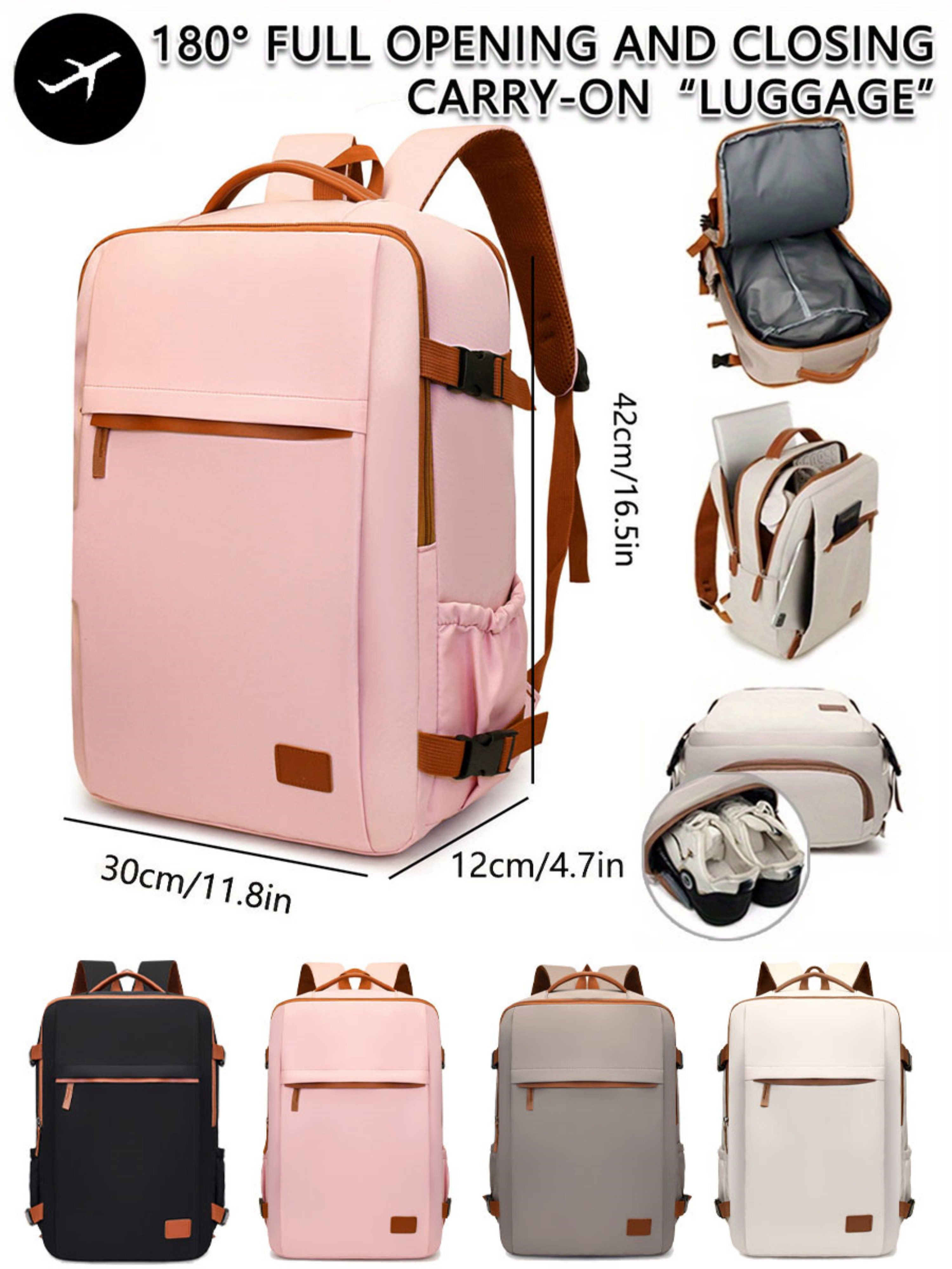 Pink Travel Backpack with Shoe Compartment