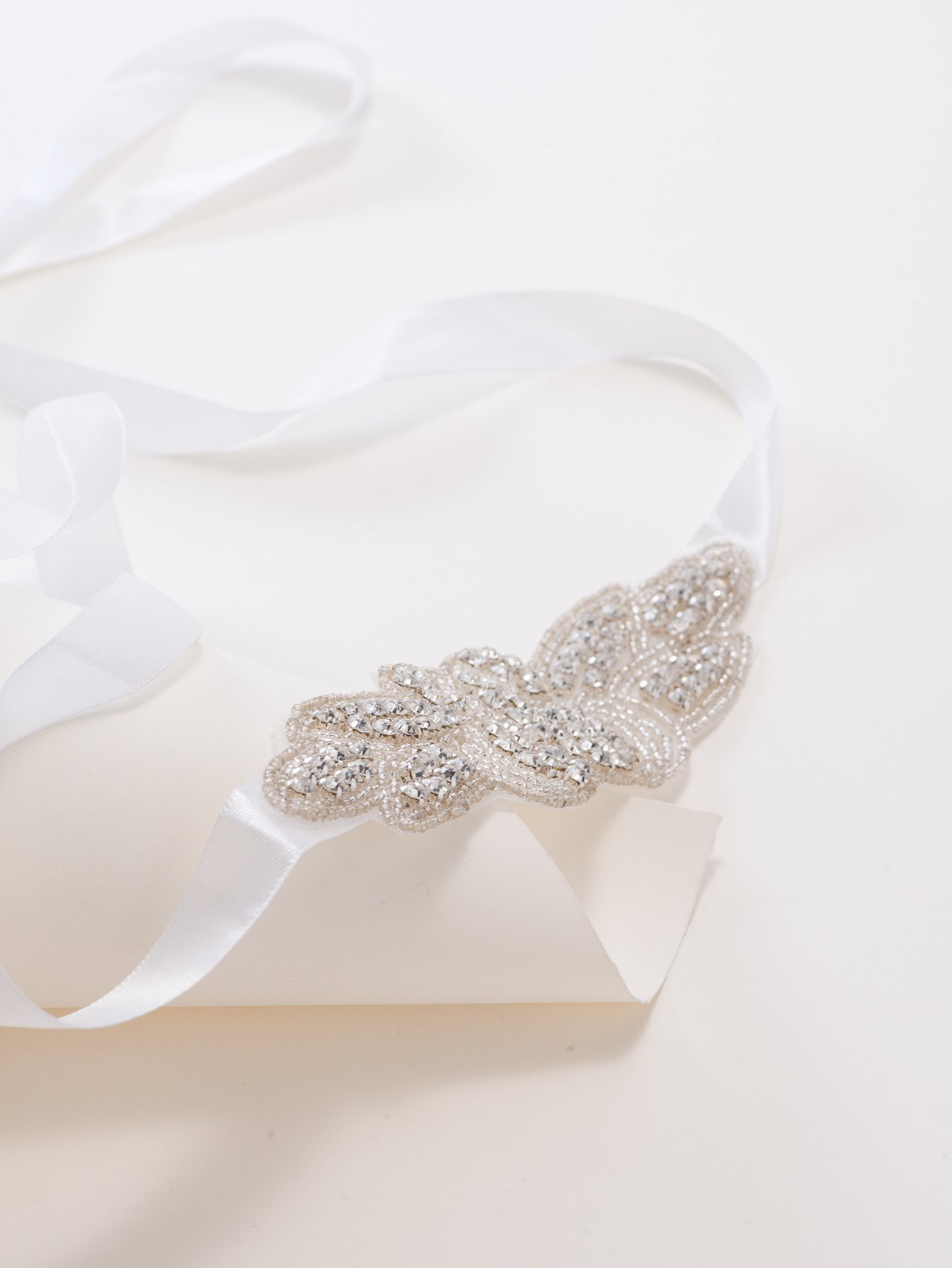 Beaded Bridal Hair Tie with Ribbon Detail