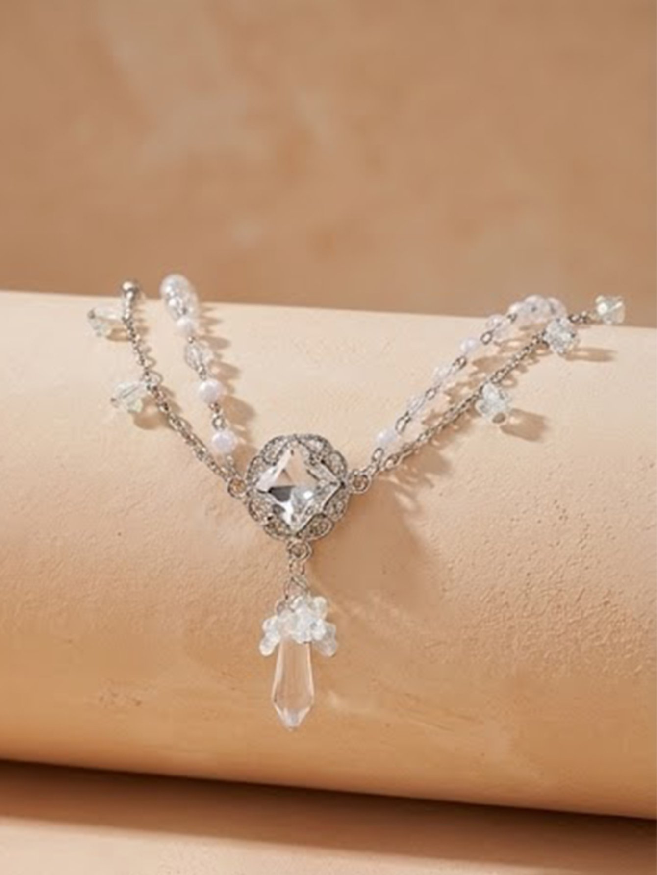 Solid Chain Flower Zircon Headpiece