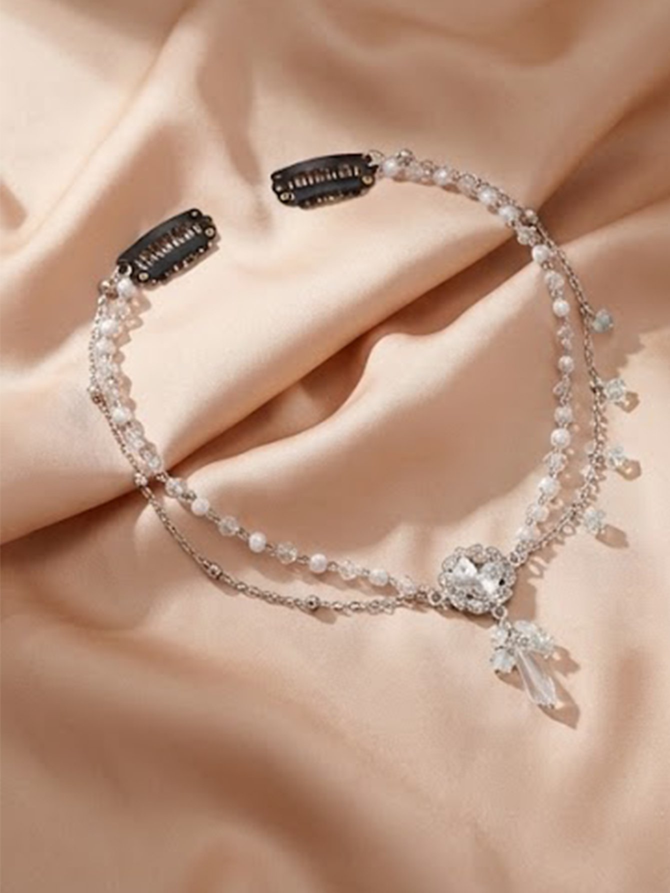 Solid Chain Flower Zircon Headpiece
