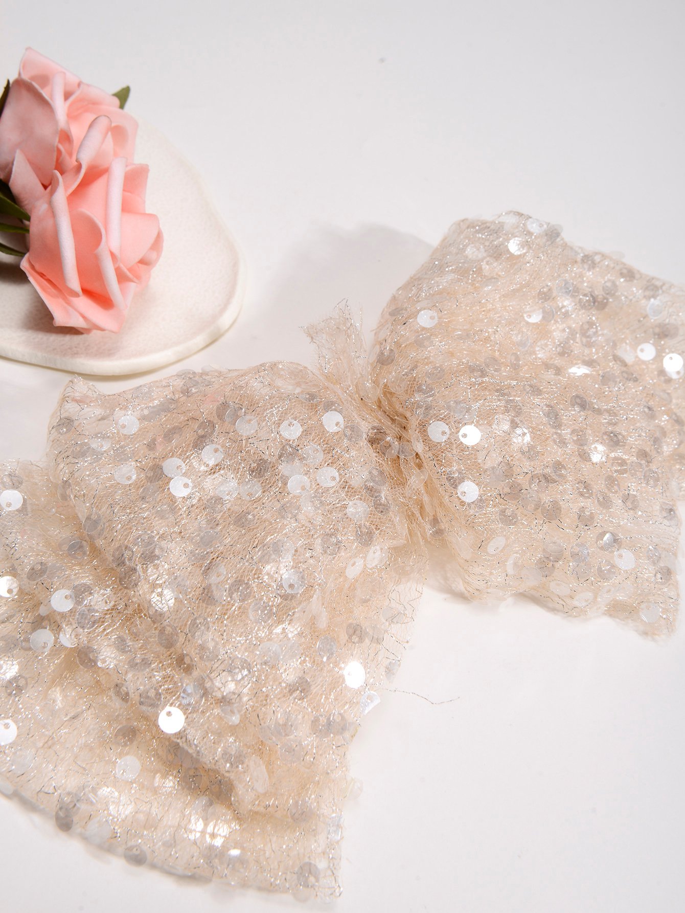 Coffee Brown Sequin Lace Bridal Hair Clip