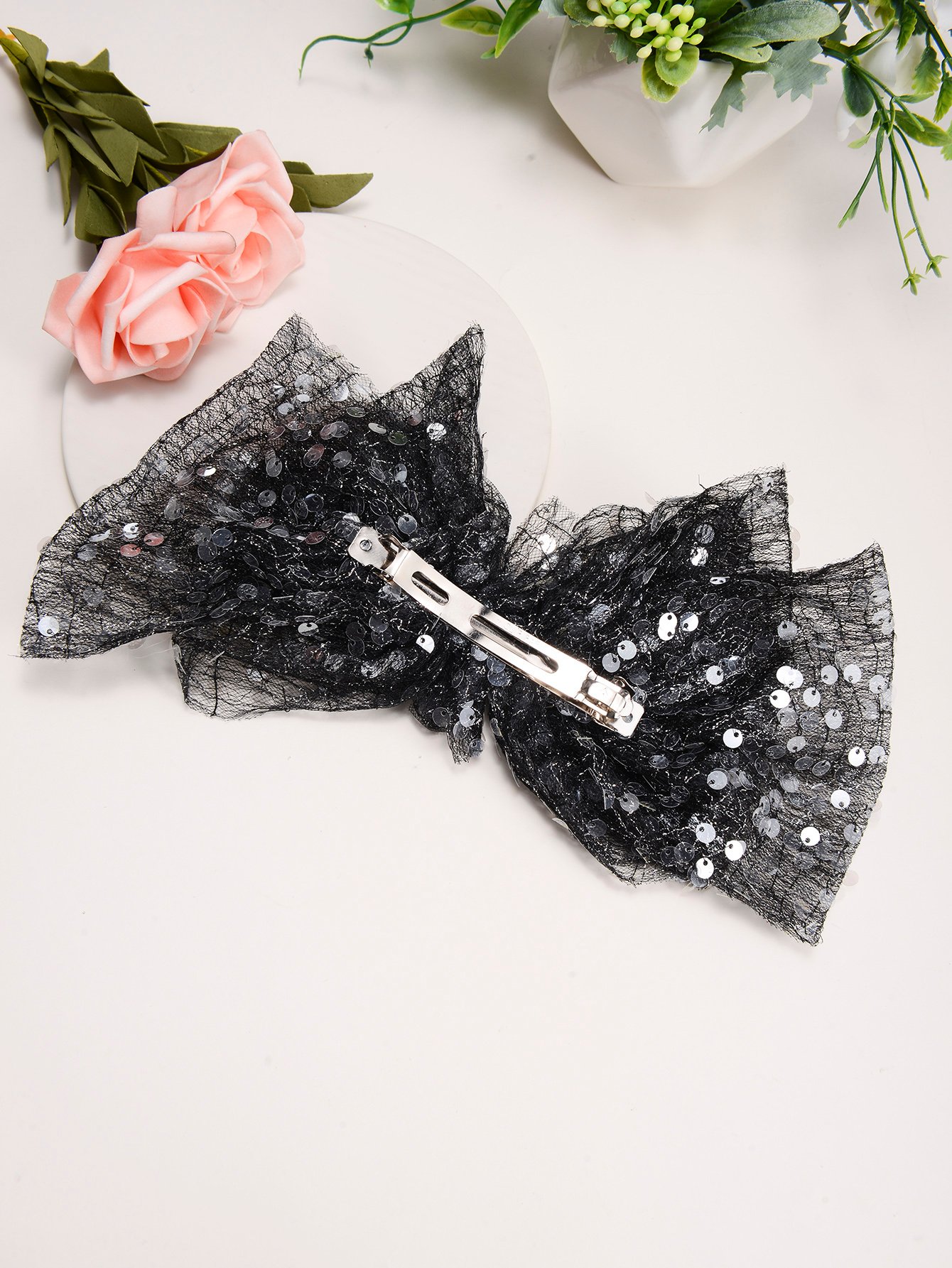 Black Sequin Bow Headband 