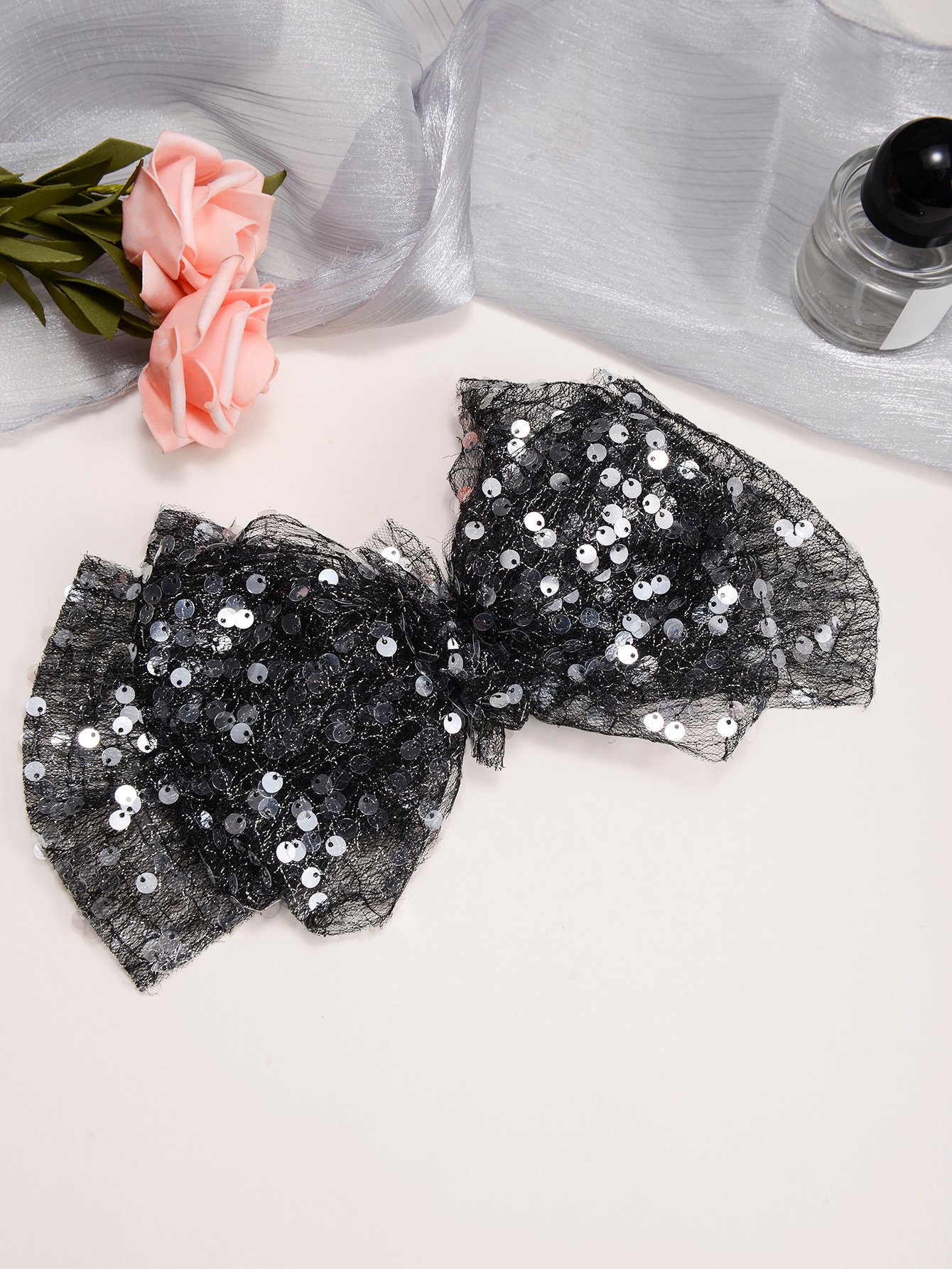 Black Sequin Bow Headband 