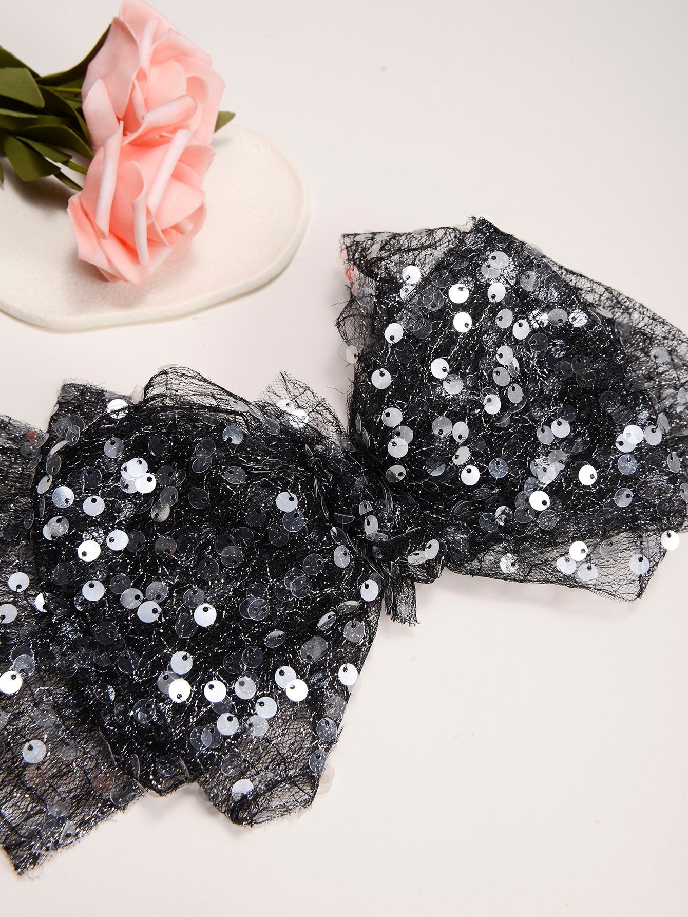 Black Sequin Bow Headband 