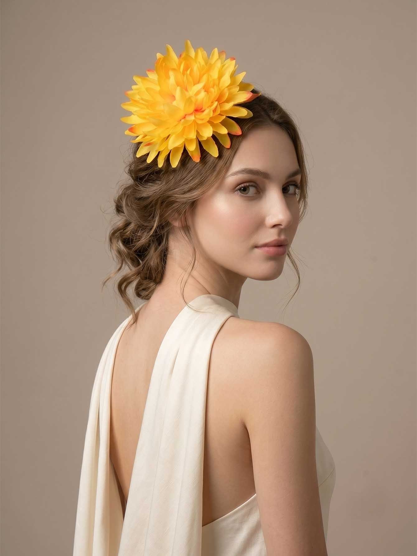 Solid Big Flower Hair Clip