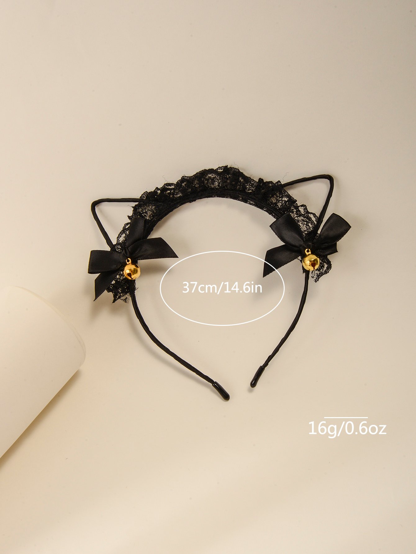 Black Lace Cat Ear Headband with Bells