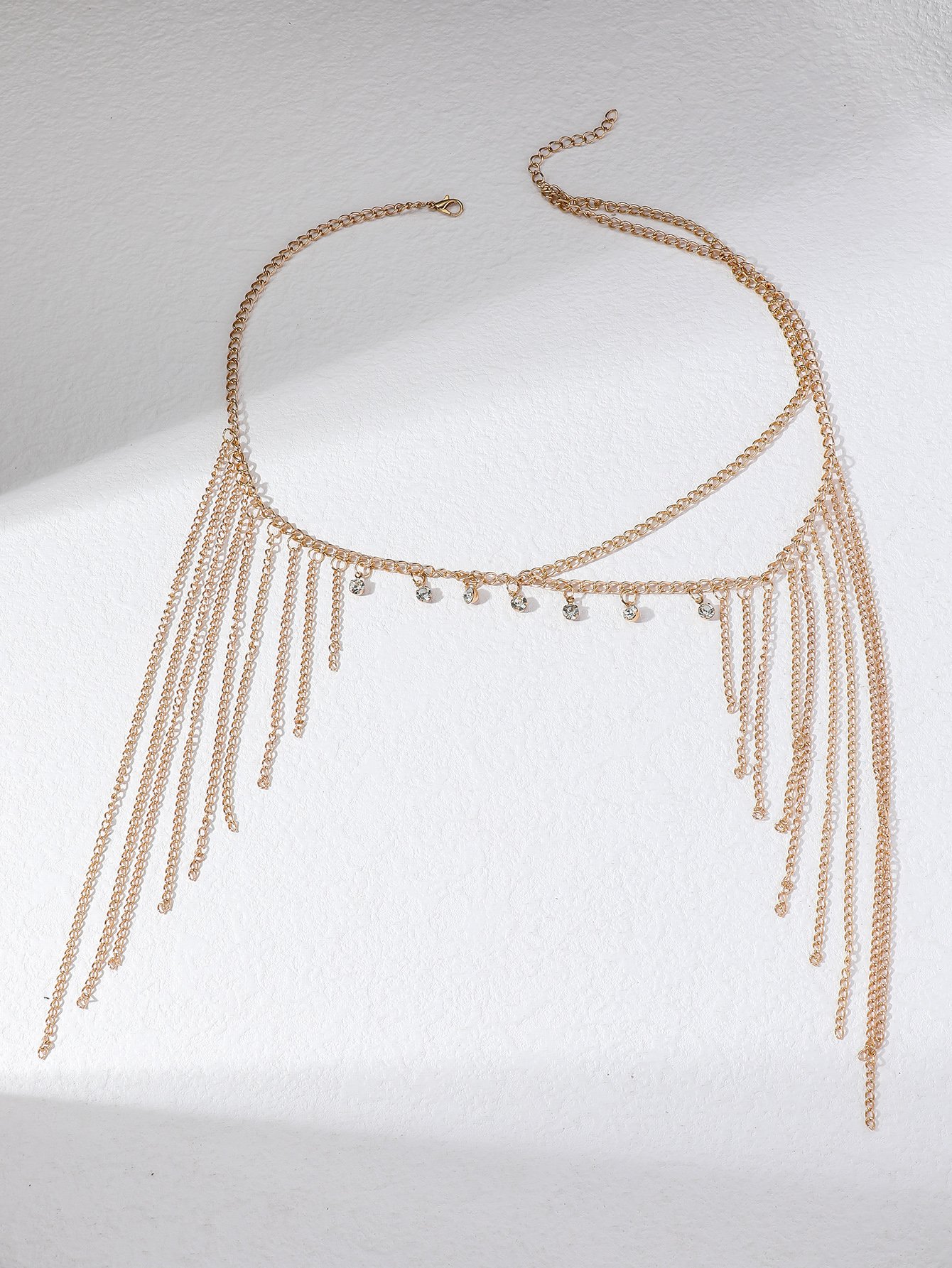 Gold Chain Headpiece With Zircon Tassels
