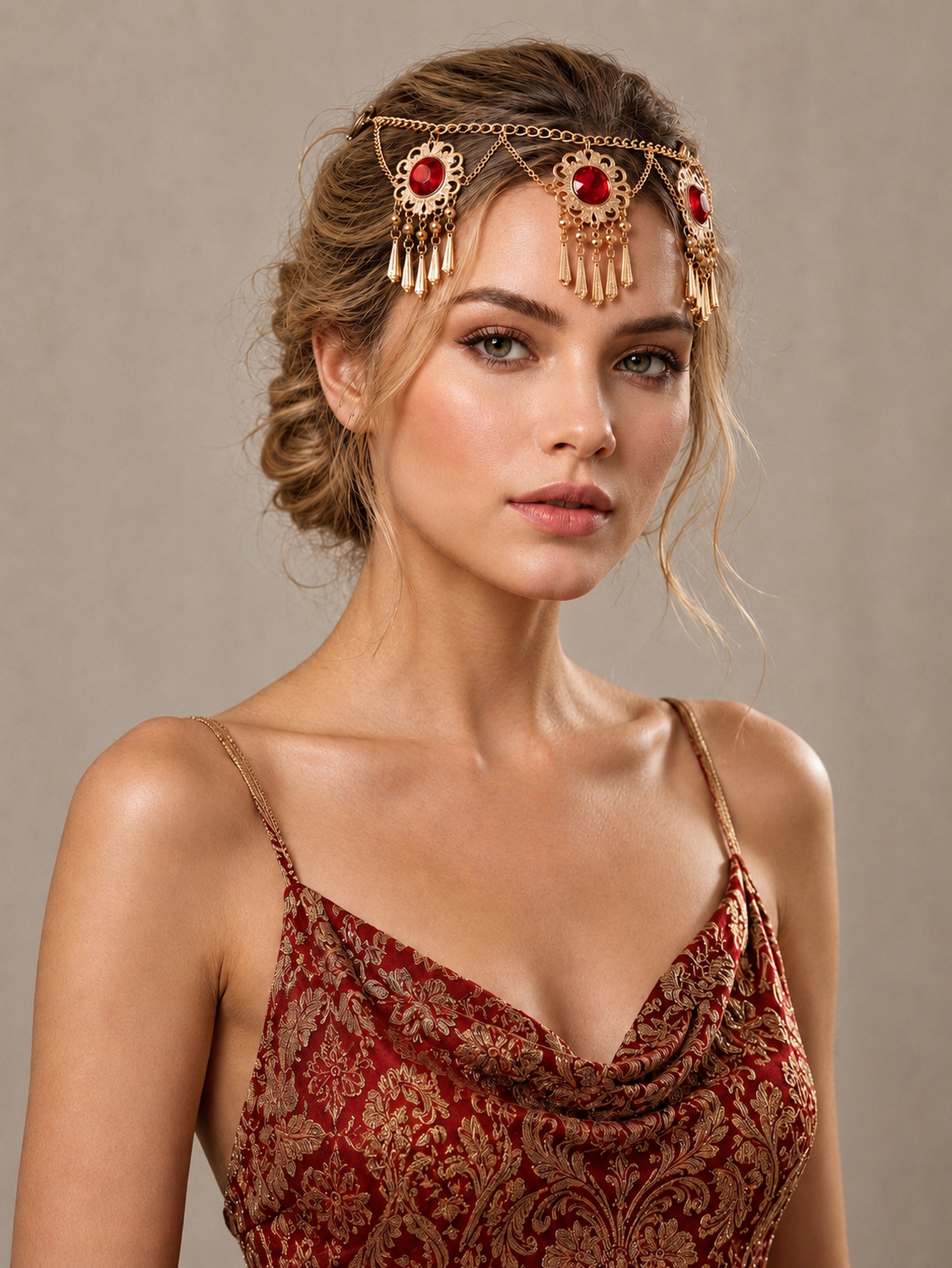 Multi-Color Ethnic Head Chain Hair Snap 