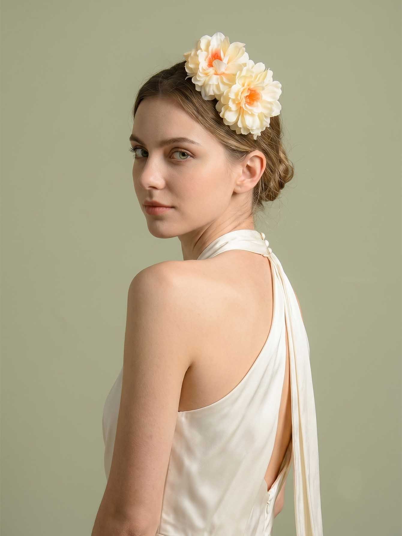 Yellow Flower Hair Clips Set Of 2