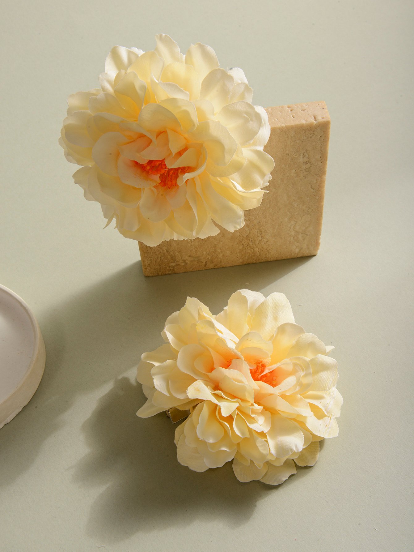 Yellow Flower Hair Clips Set Of 2