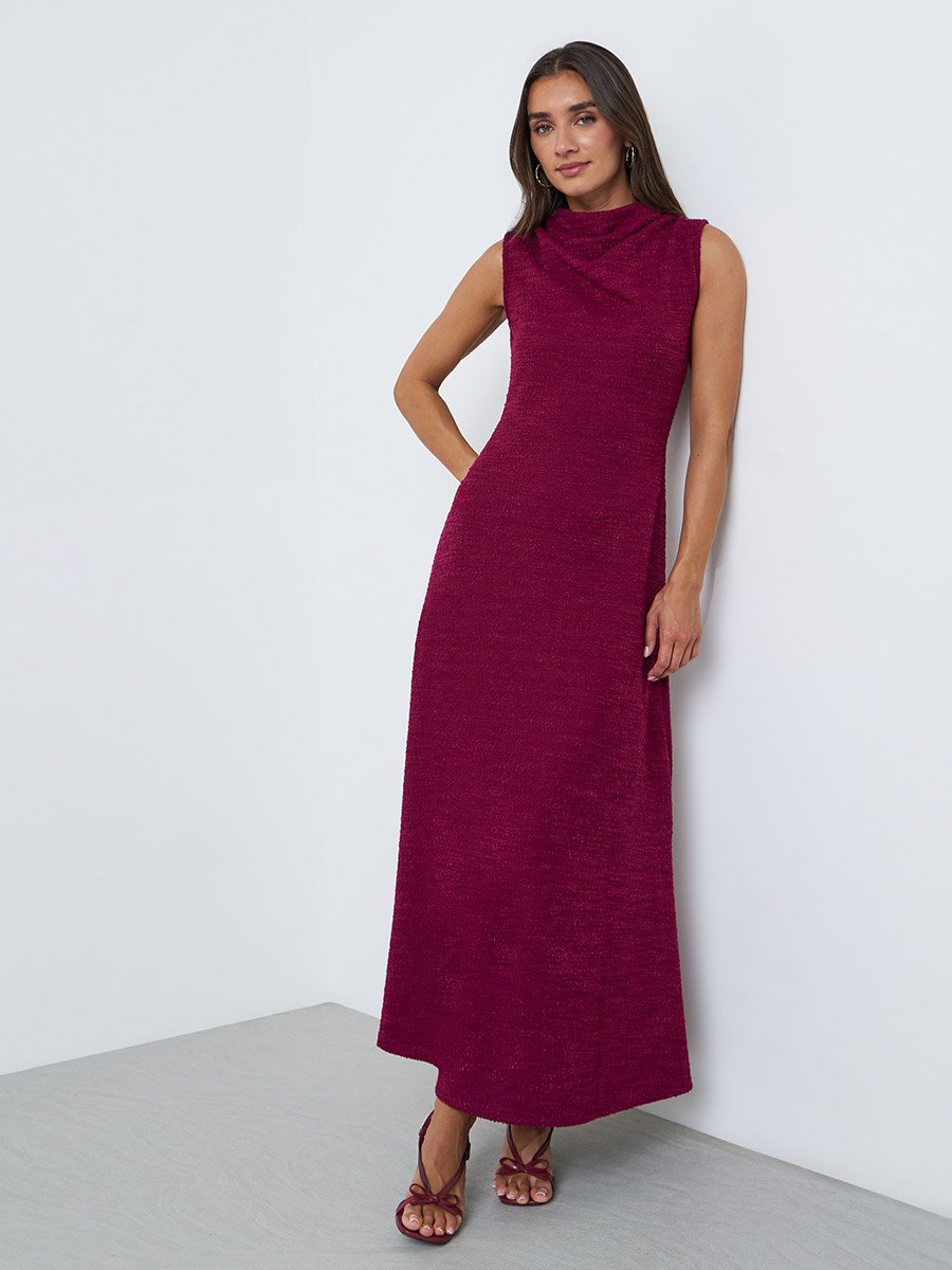 Burgundy Sleeveless A-Line Maxi Dress