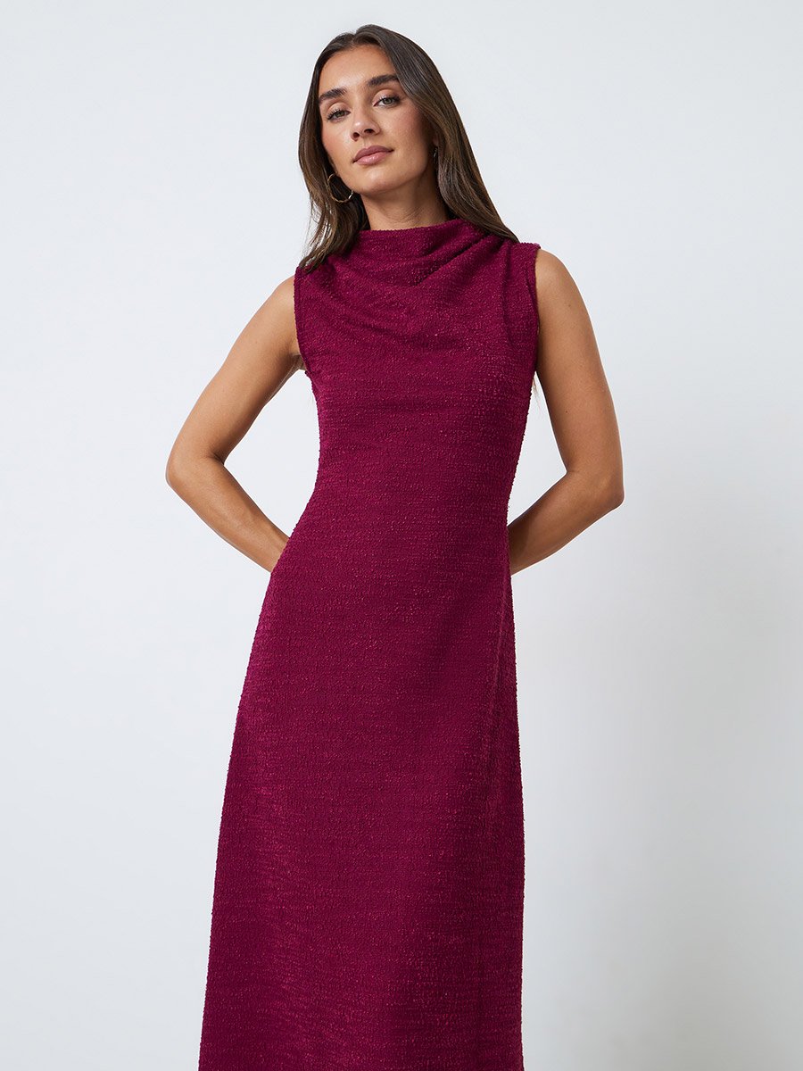 Burgundy Sleeveless A-Line Maxi Dress