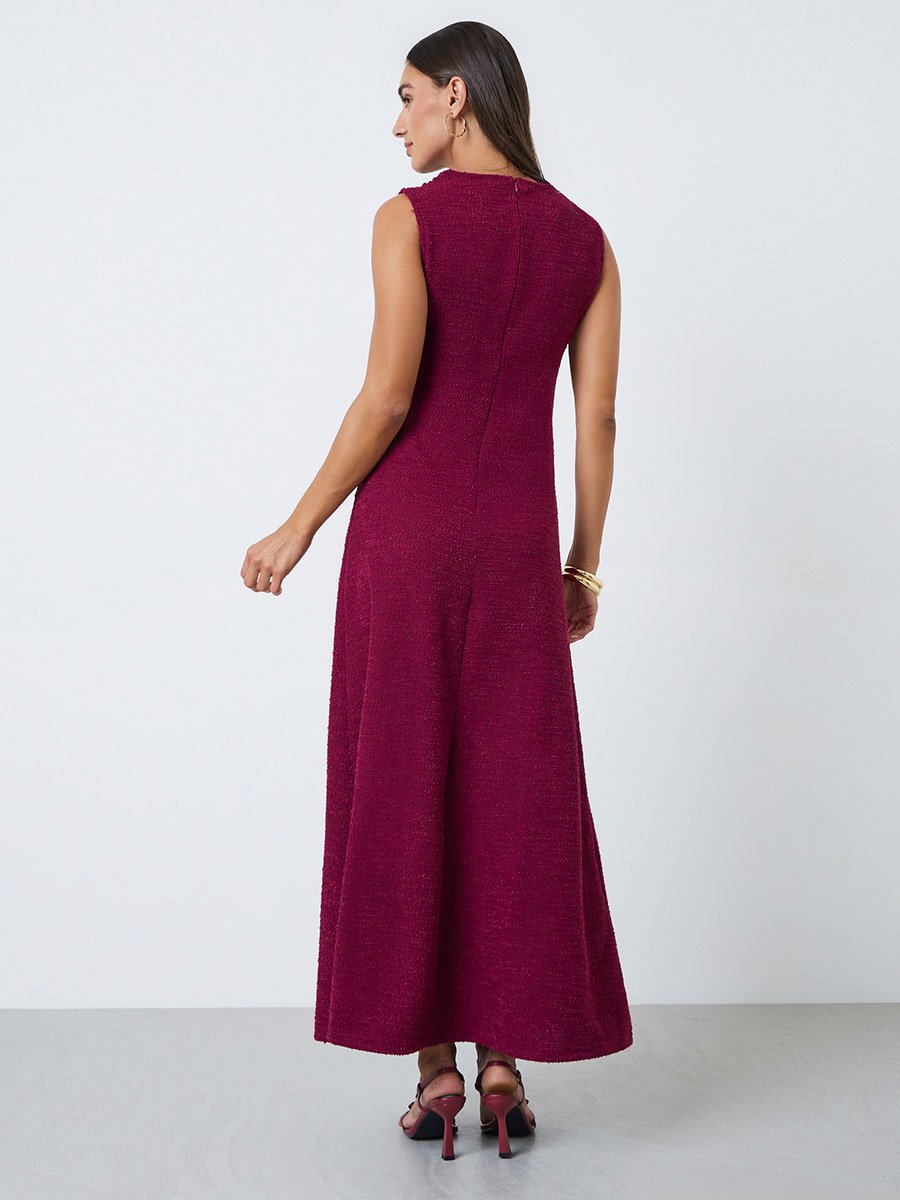 Burgundy Sleeveless A-Line Maxi Dress