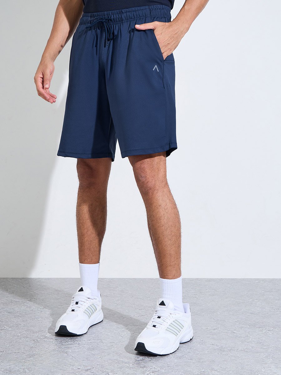 Navy Blue Regular Fit Performance Athletic Shorts