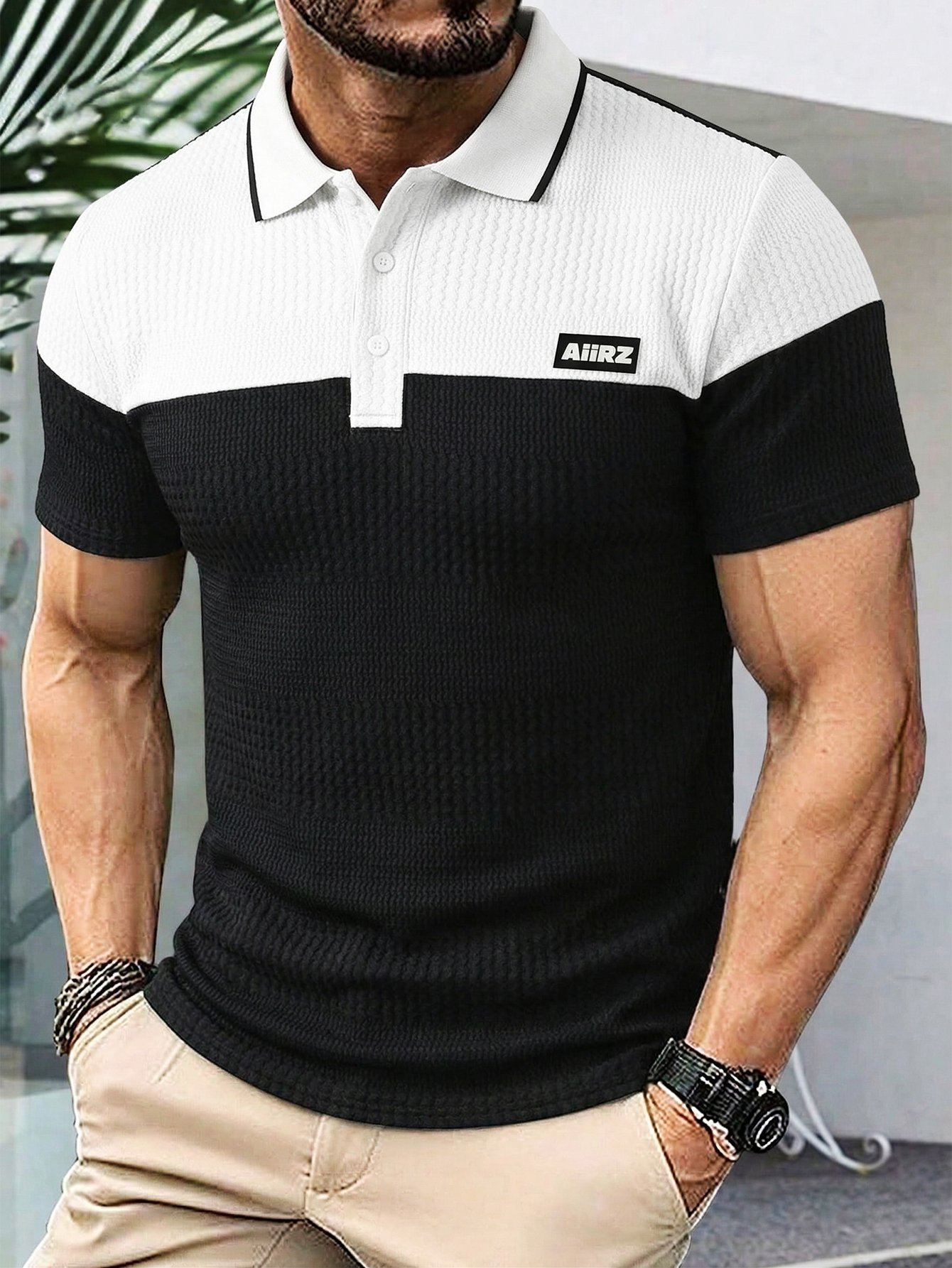 Color Block Textured Polo T-Shirt