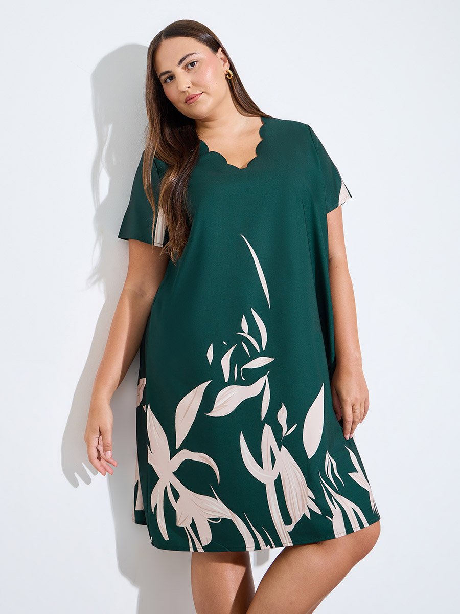 Printed Knee Length A-Line Dress