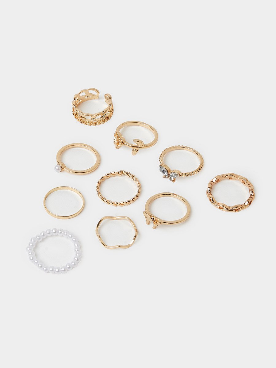 Pack of 10 - Gold Tone Casual Rings