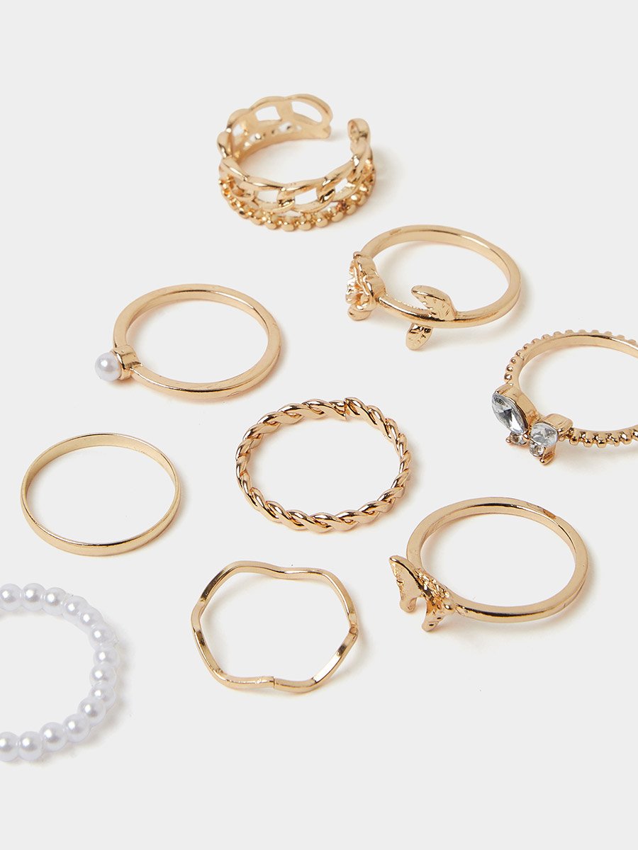 Pack of 10 - Gold Tone Casual Rings