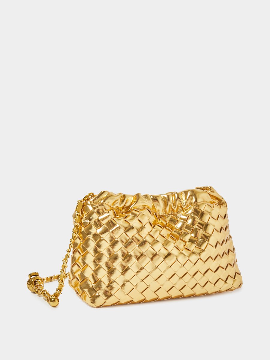 Gold Woven Chain Strap Hand Bag