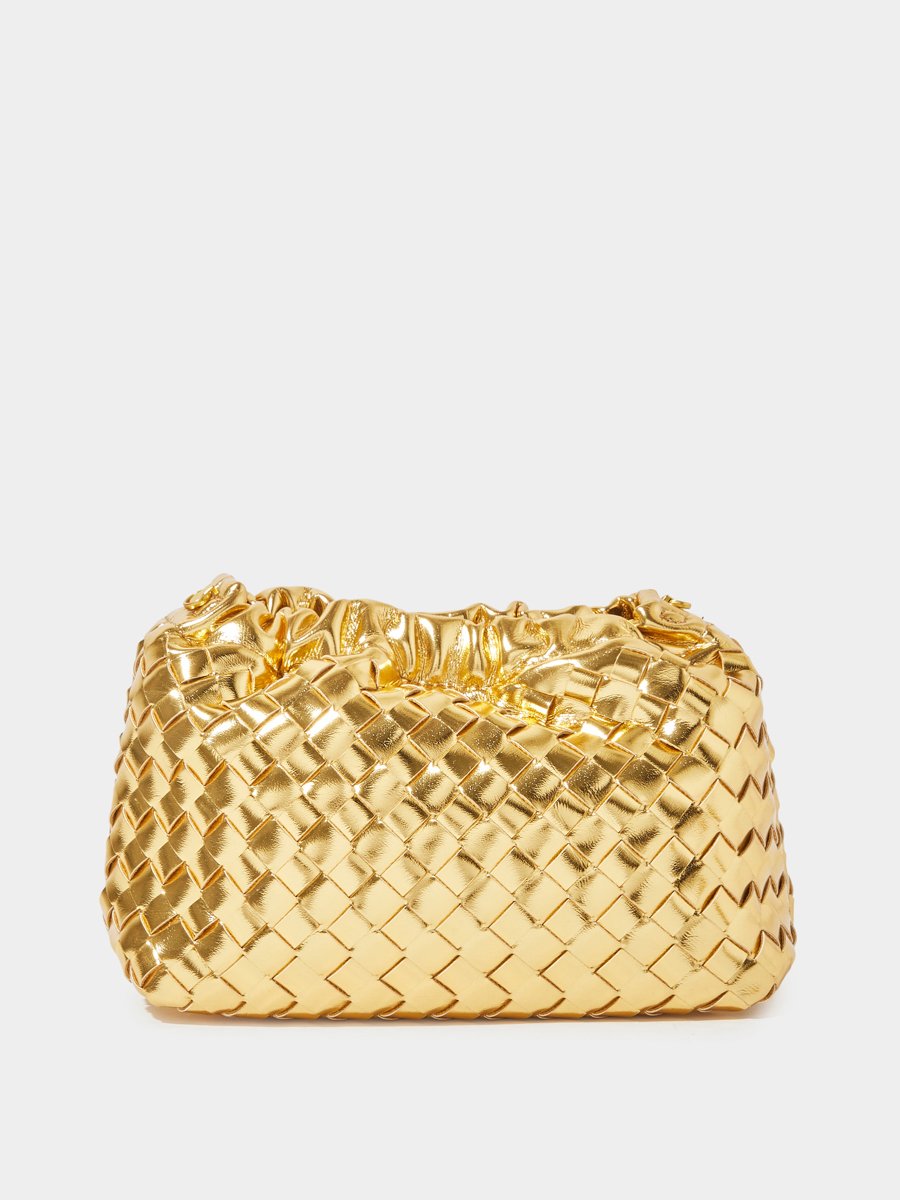 Gold Woven Chain Strap Hand Bag
