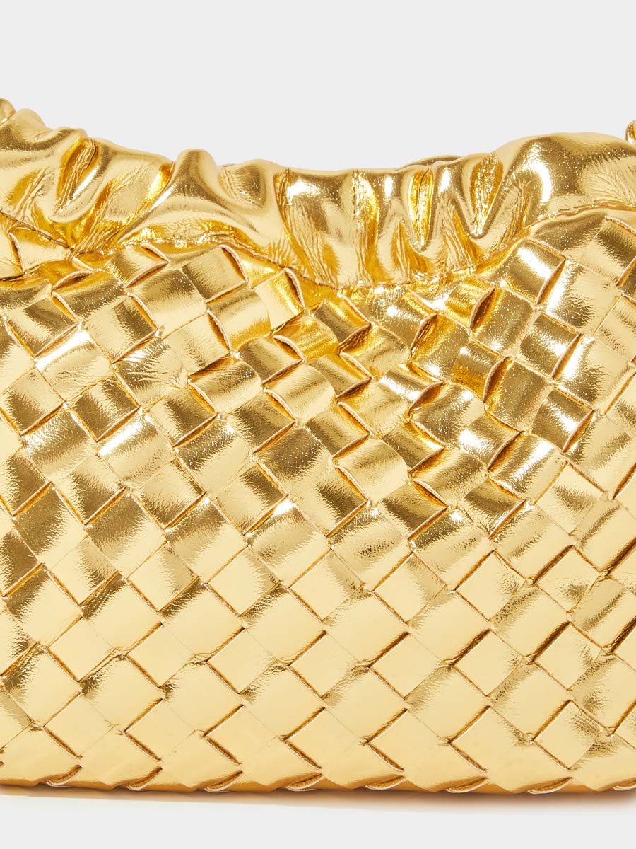 Gold Woven Chain Strap Hand Bag