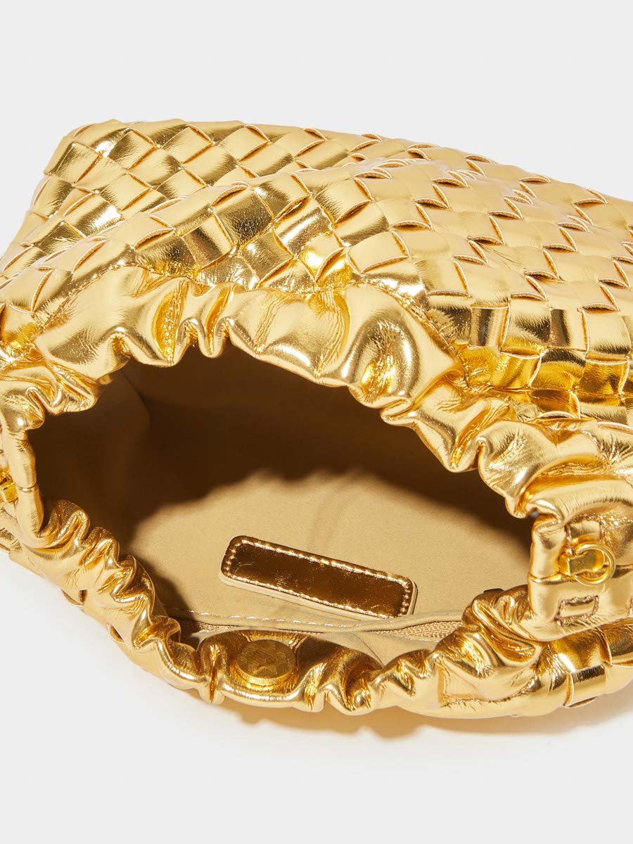 Gold Woven Chain Strap Hand Bag